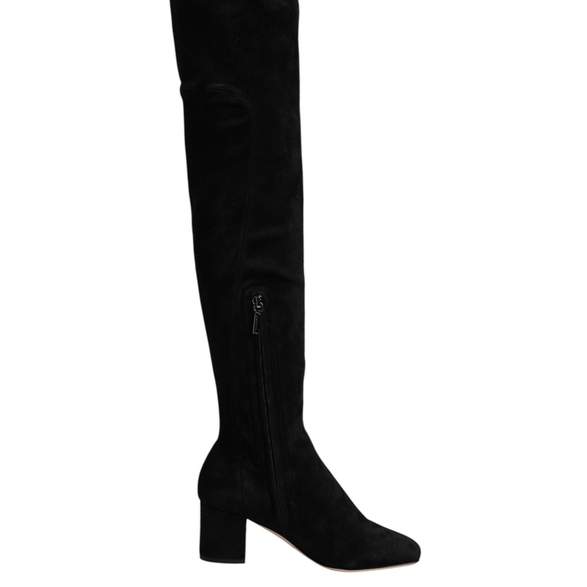 Dolce & Gabbana Black Suede Leather Knee High Boots Shoes
