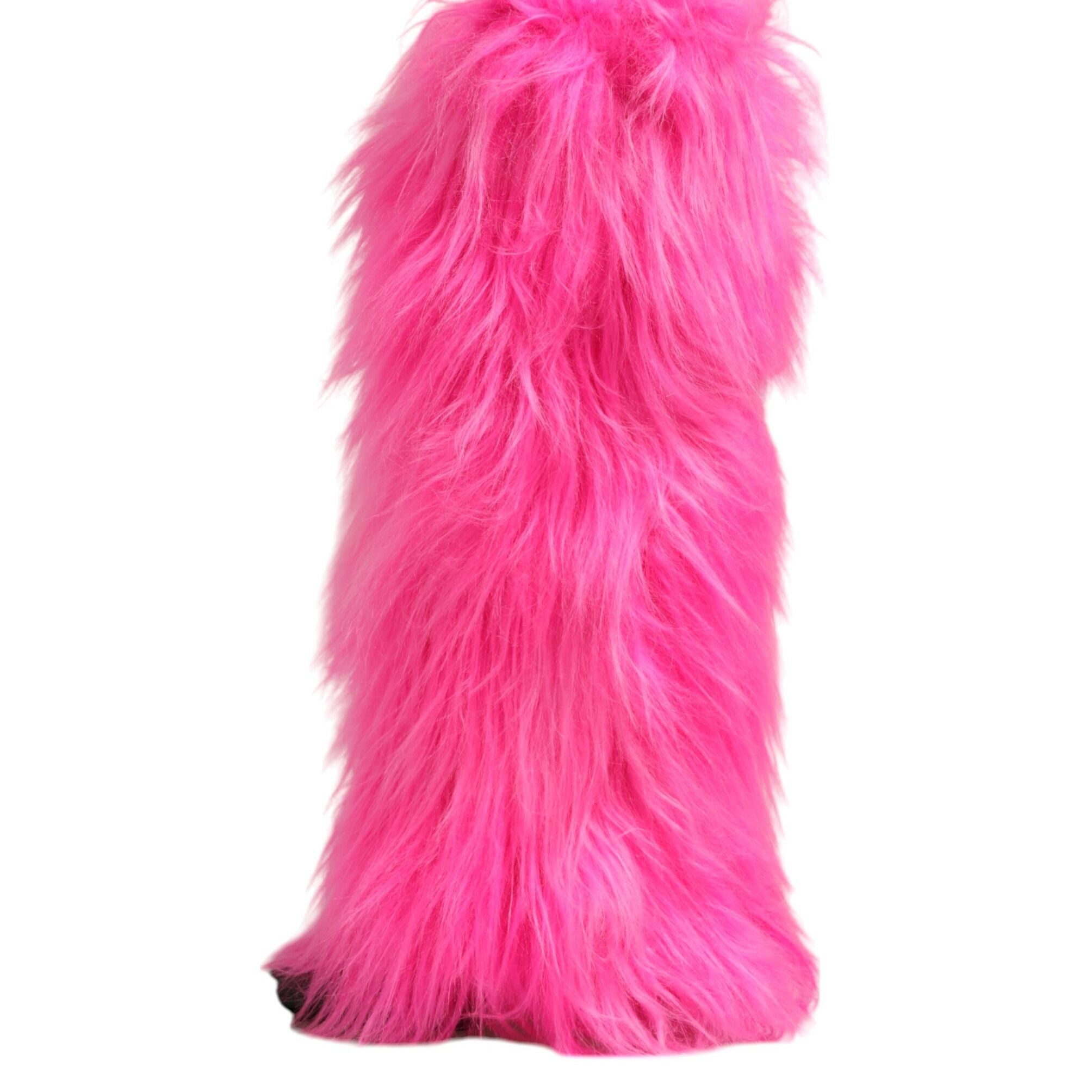 Dolce & Gabbana Pink Faux Fur Leather High Heels Boots Shoes