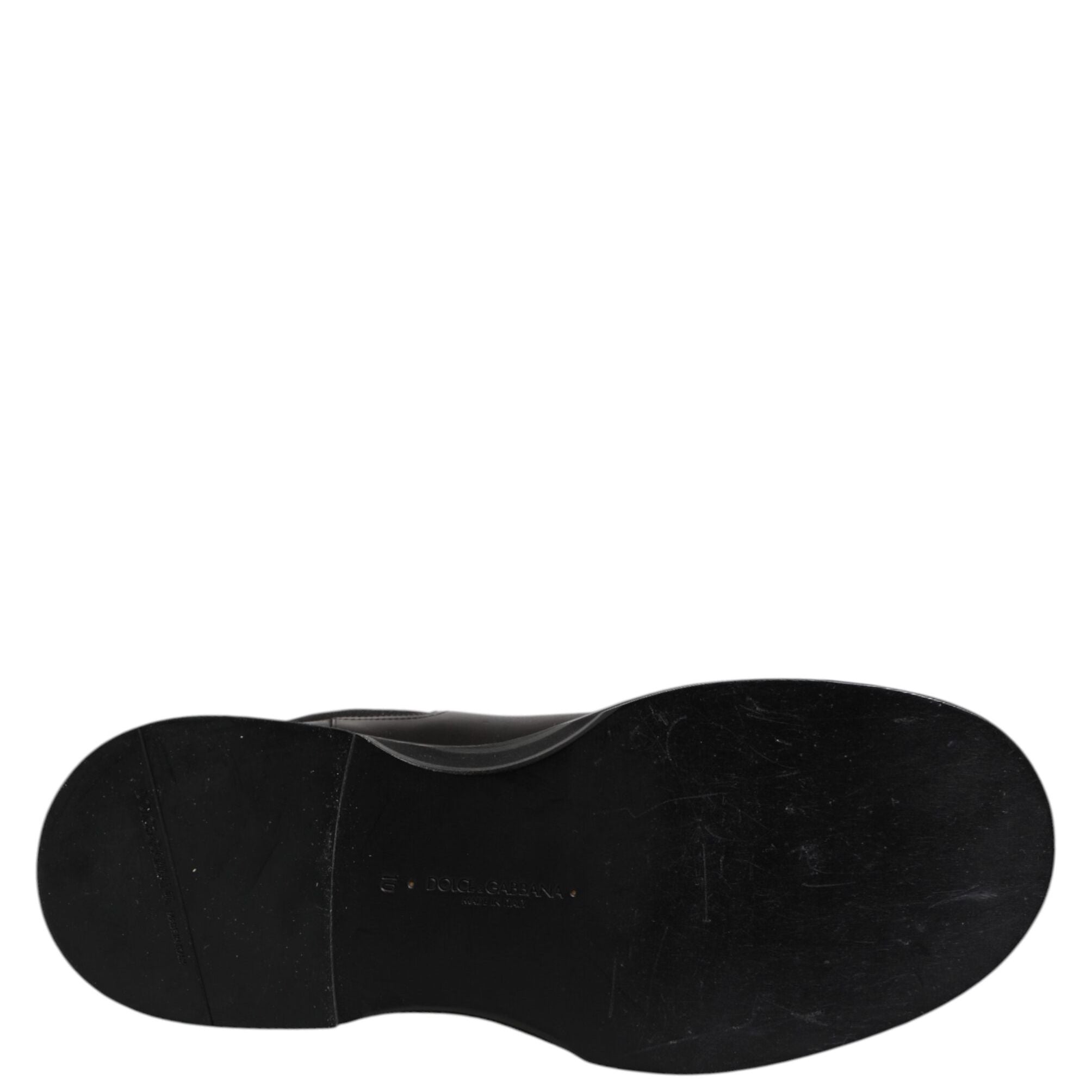 Dolce & Gabbana Black Leather Mid Calf Boots Flats Shoes
