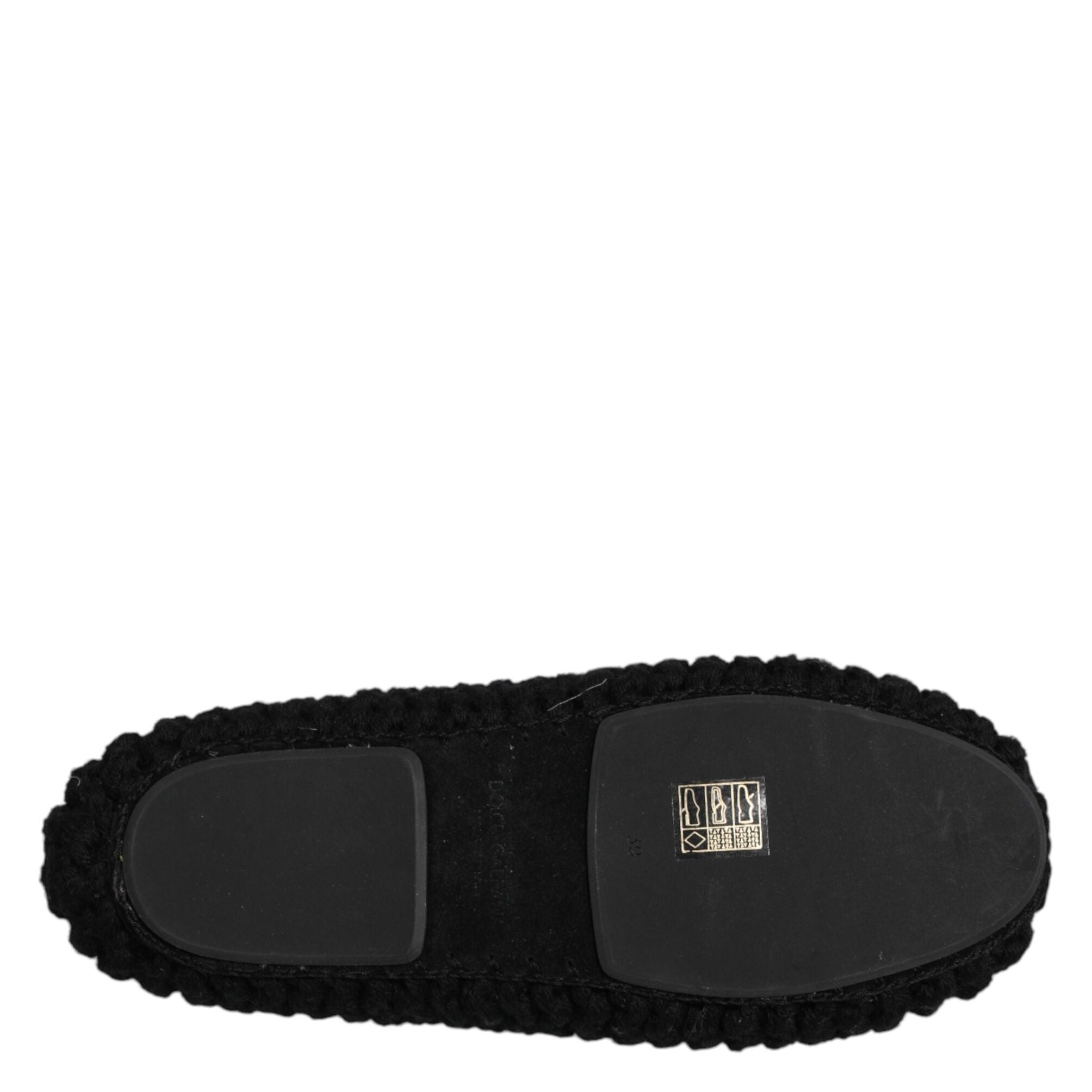 Dolce & Gabbana Black Wool Slip On Flats Ballerina Shoes