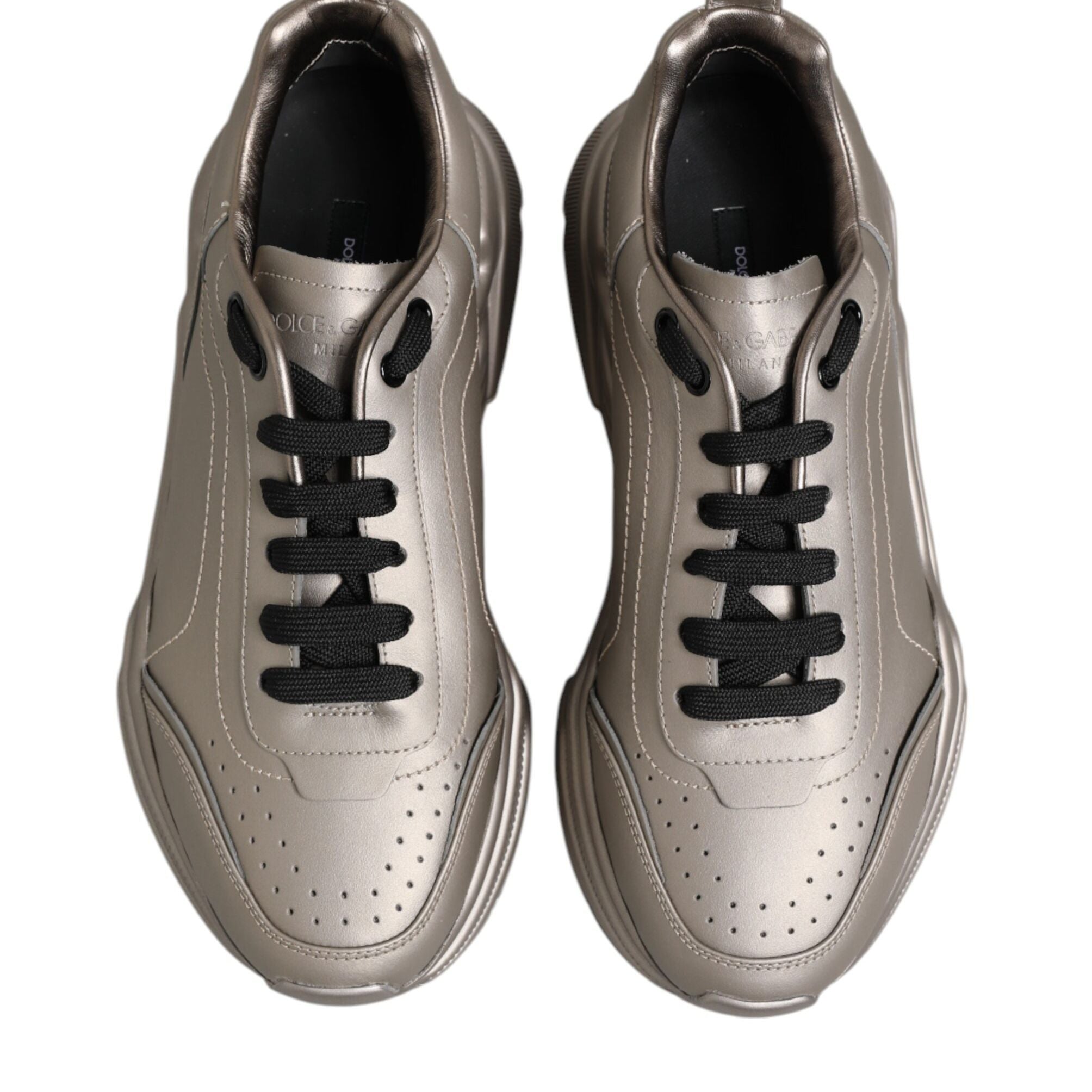 Dolce & Gabbana Silver DAYMASTER Leather Men Sneakers Shoes