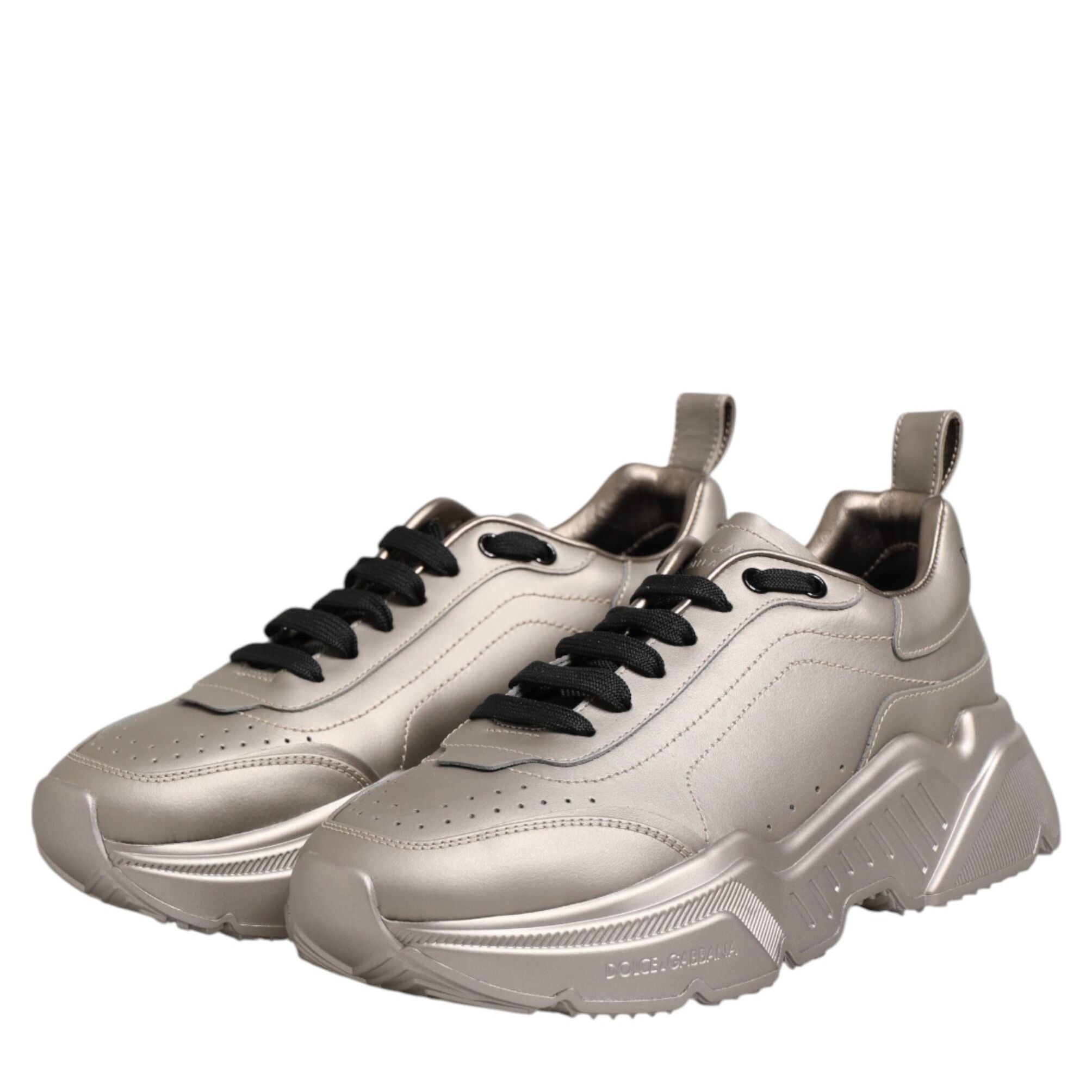 Dolce & Gabbana Silver DAYMASTER Leather Men Sneakers Shoes