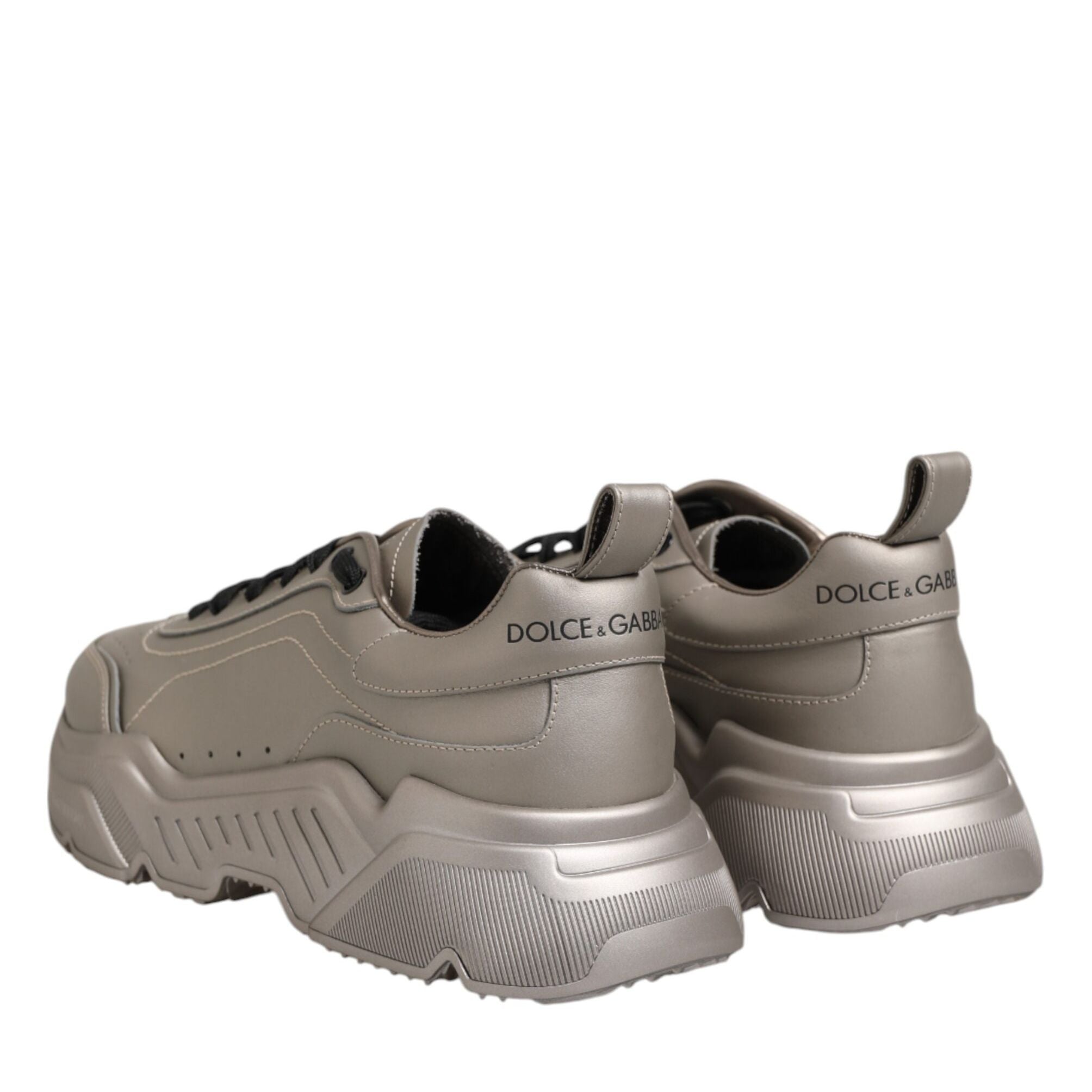 Dolce & Gabbana Silver DAYMASTER Leather Men Sneakers Shoes