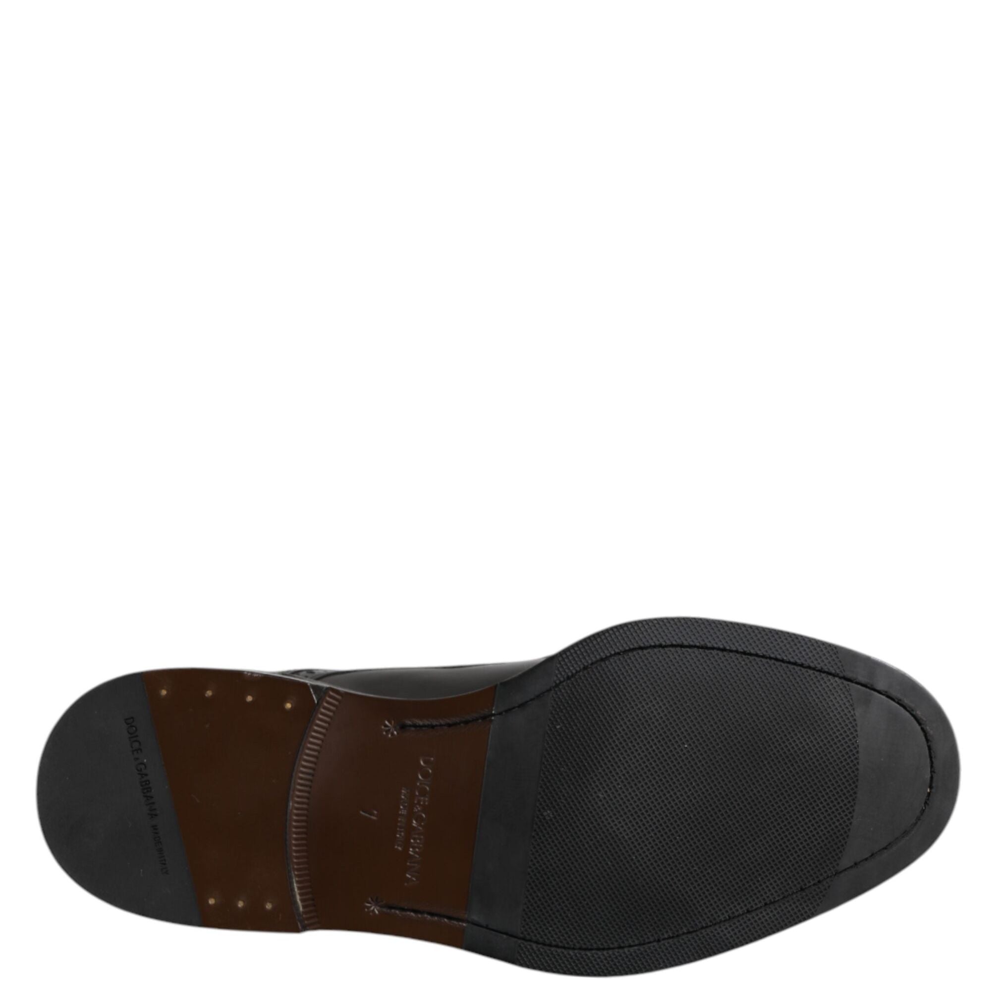 Dolce & Gabbana Black Leather Derby Wingtip Formal Shoes