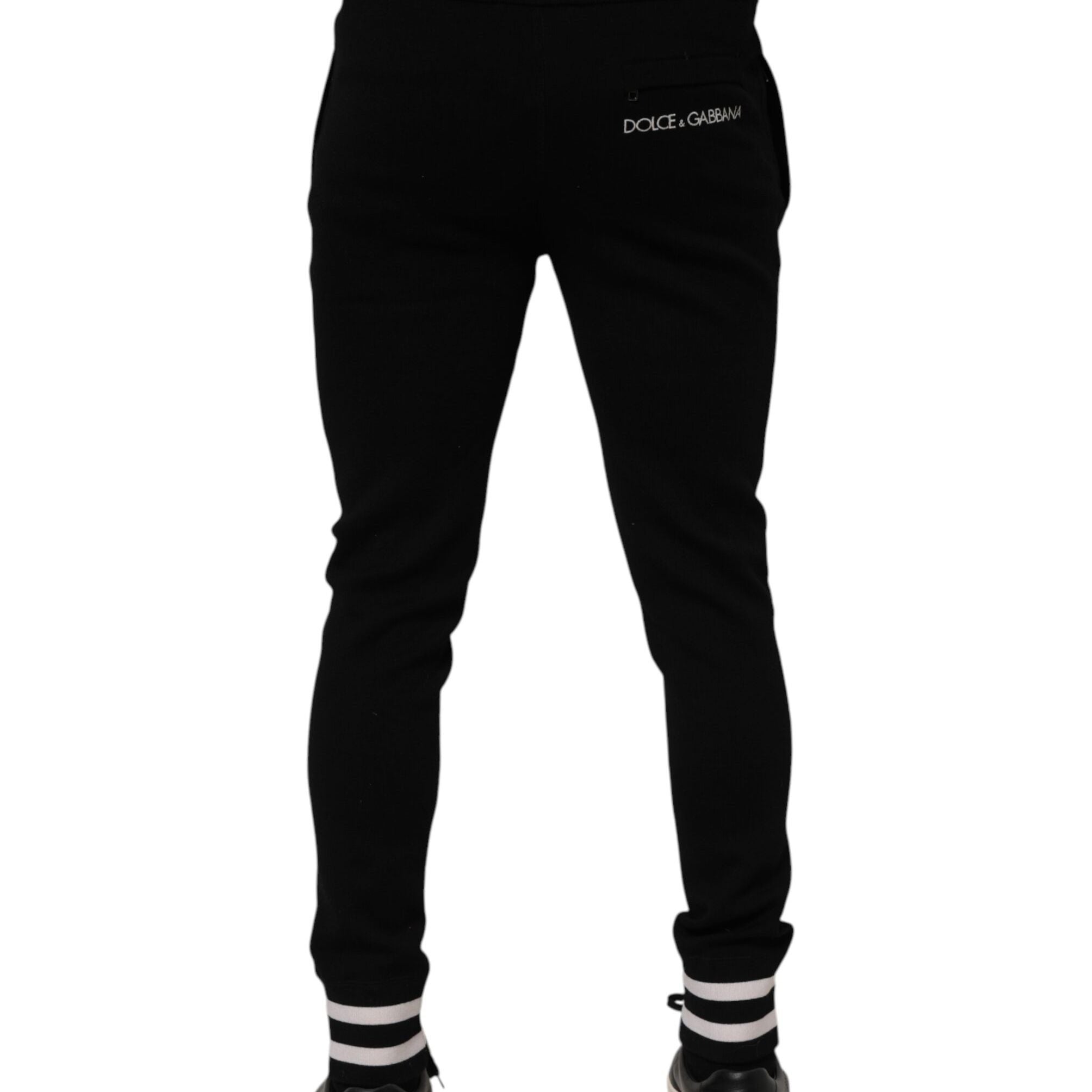 Dolce & Gabbana Black Cotton Men Jogger Sweatpants Pants