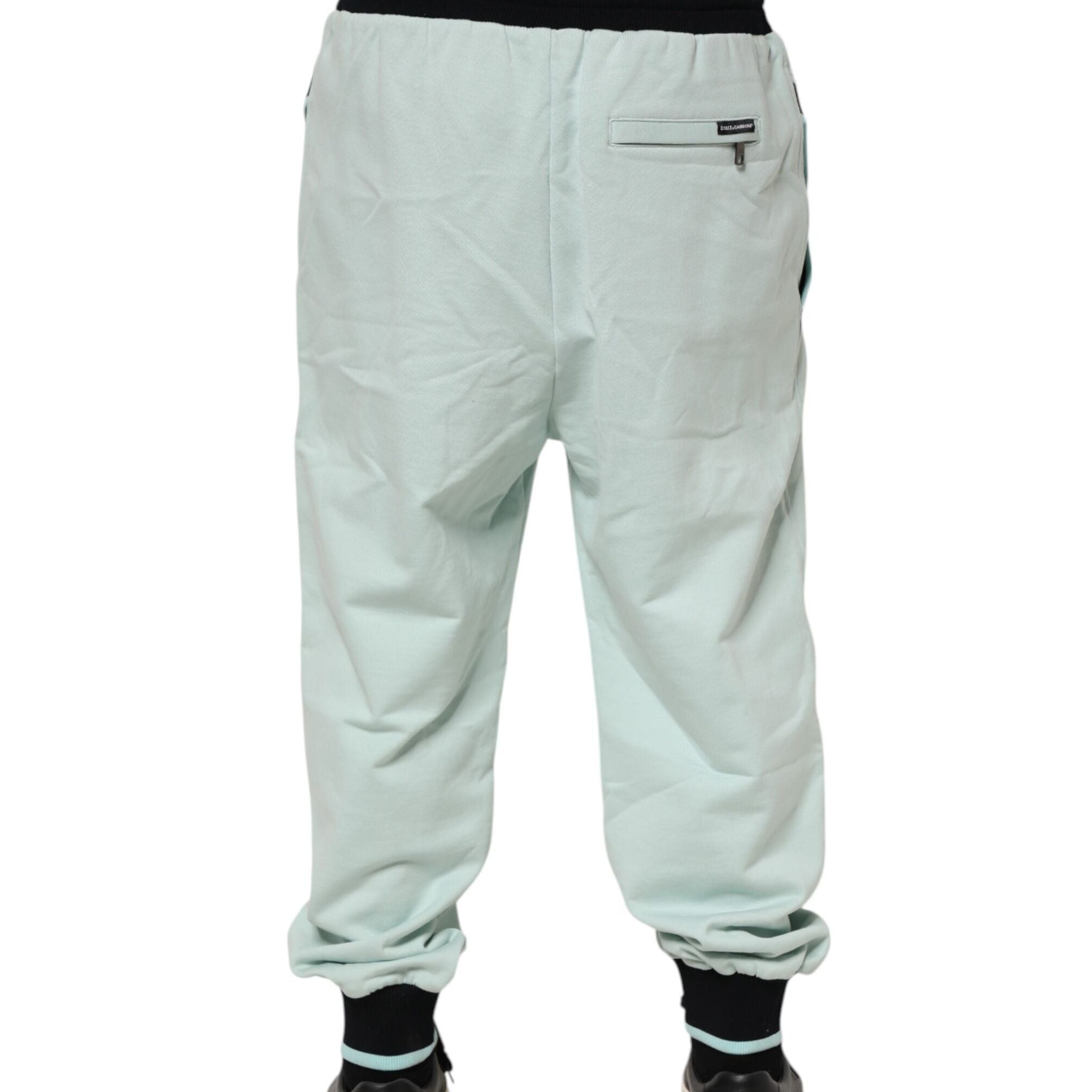 Dolce & Gabbana Light Green Cotton Men Jogger Sweatpants Pants