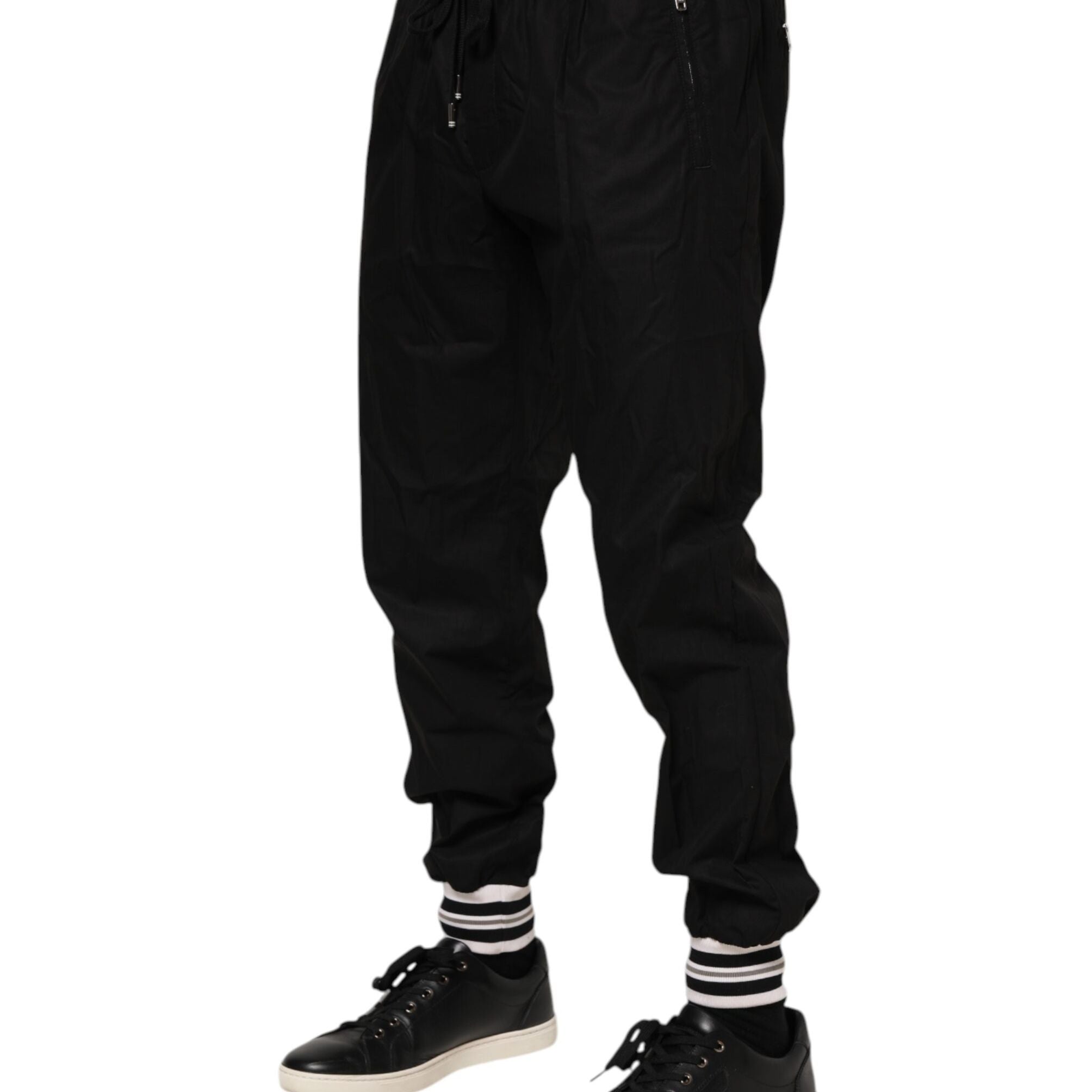 Dolce & Gabbana Black Cotton Logo Tape Men Jogger Pants