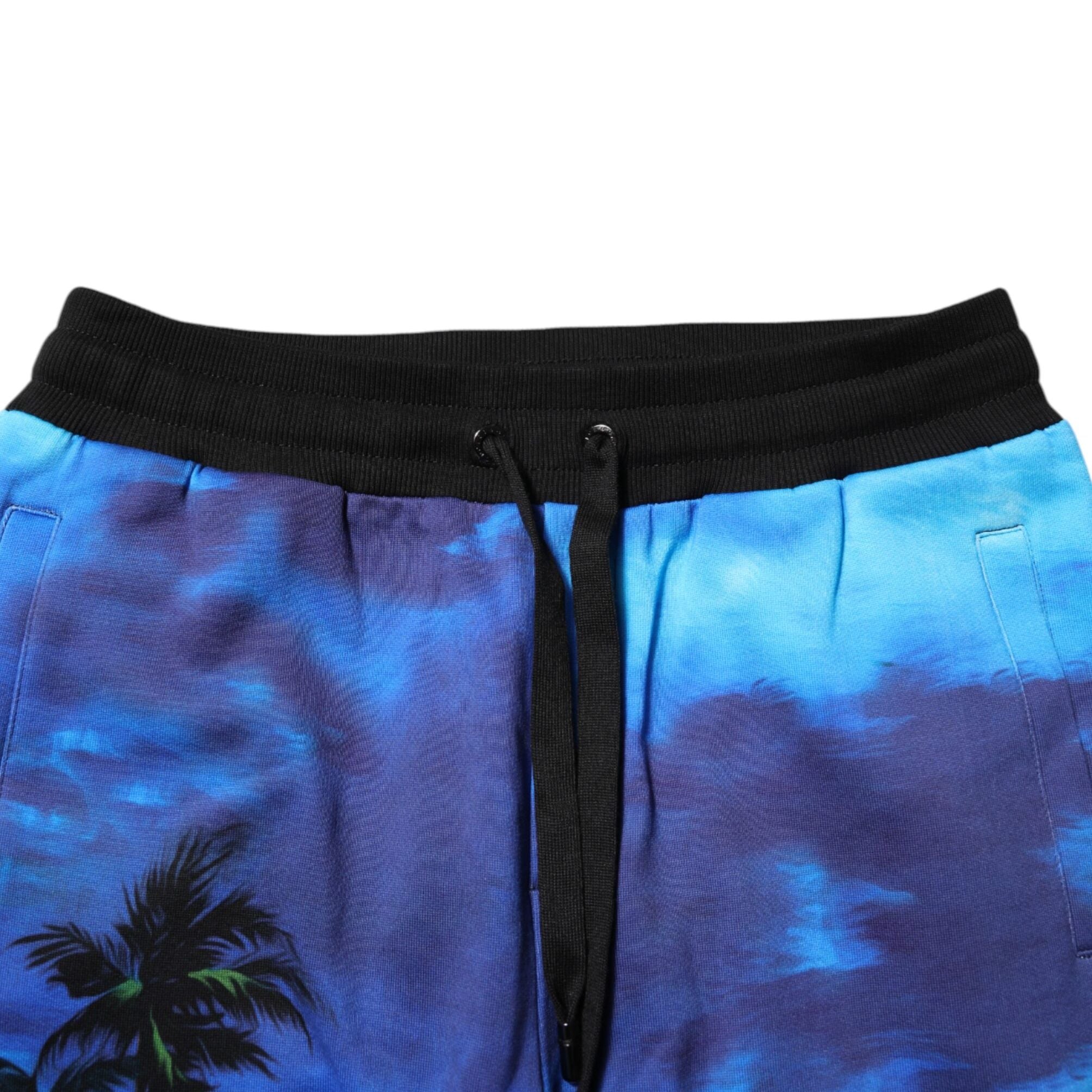 Dolce & Gabbana Blue Hawaiian Print Jogger Sweatpants Pants
