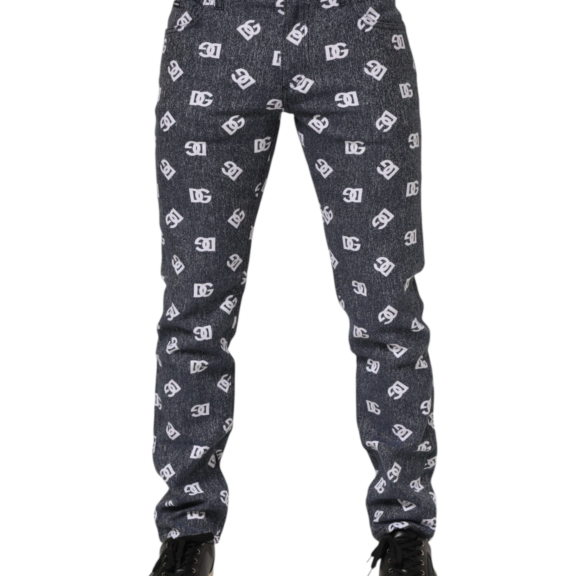 Dolce & Gabbana Dark Gray Logo Cotton Skinny Slim Denim Jeans