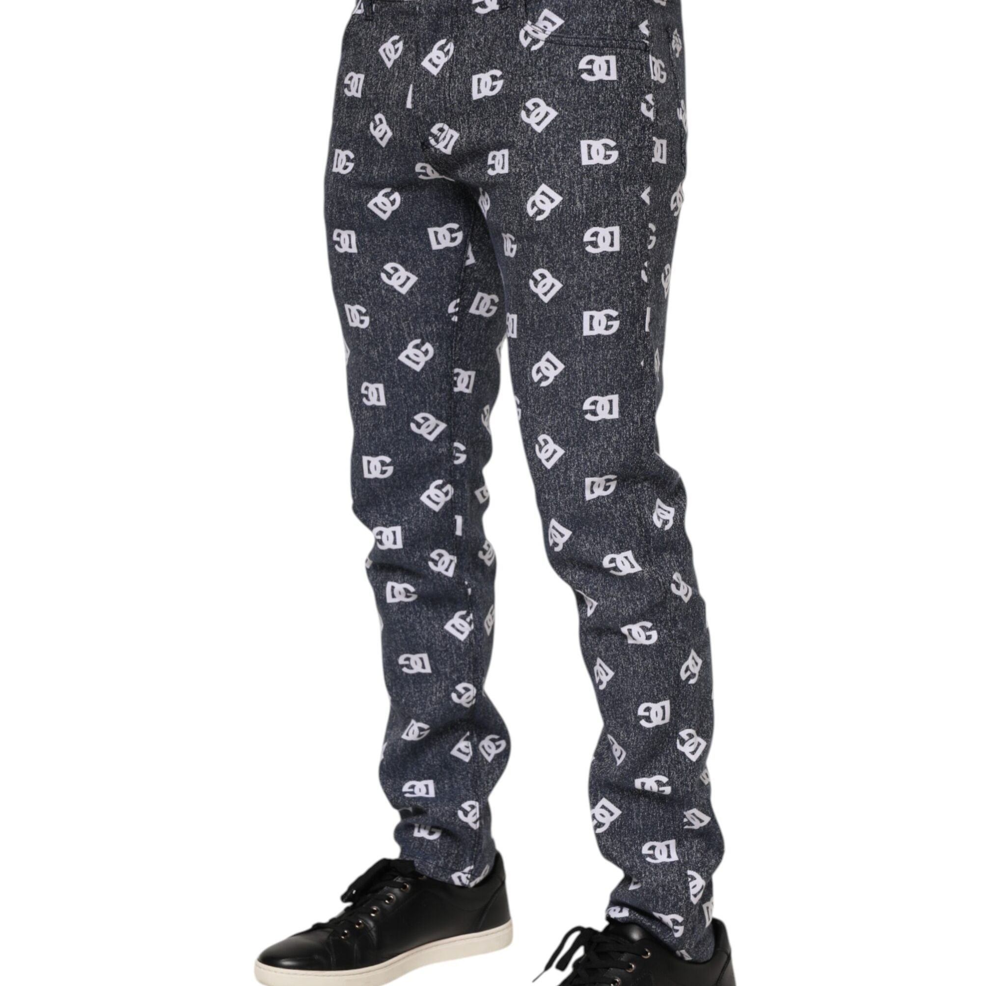 Dolce & Gabbana Dark Gray Logo Cotton Skinny Slim Denim Jeans