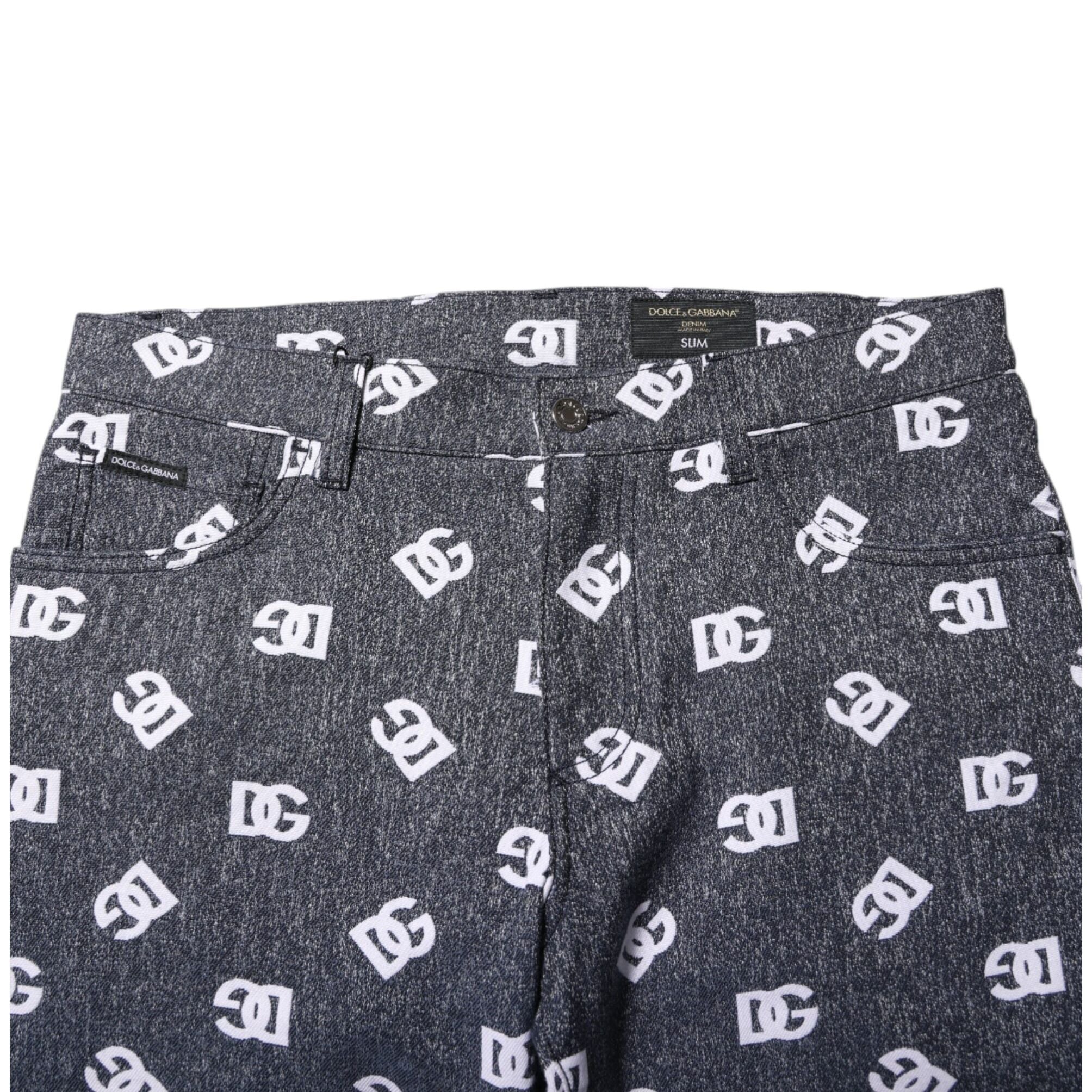 Dolce & Gabbana Dark Gray Logo Cotton Skinny Slim Denim Jeans