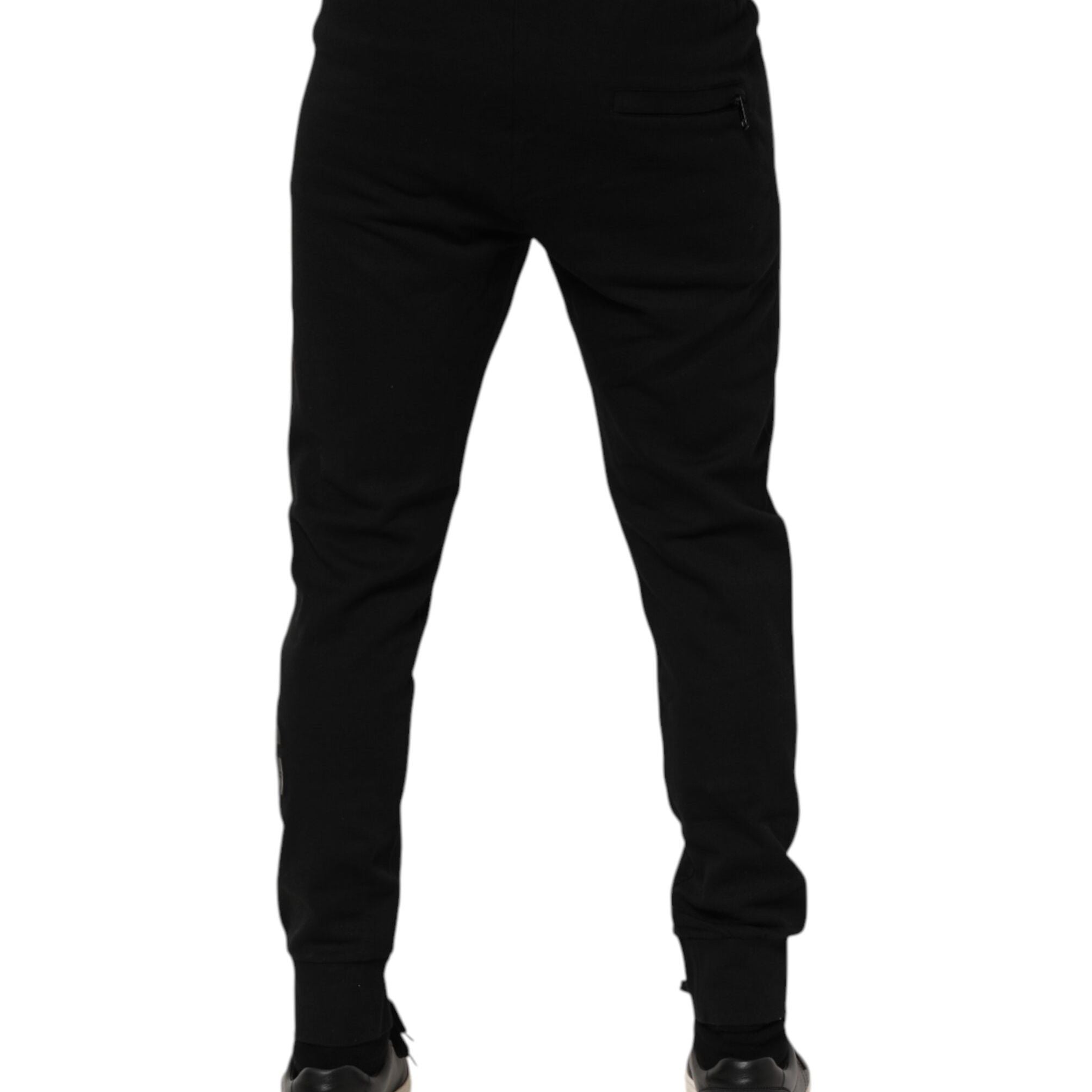 Dolce & Gabbana Black Cotton Men Jogger Sweatpants Pants