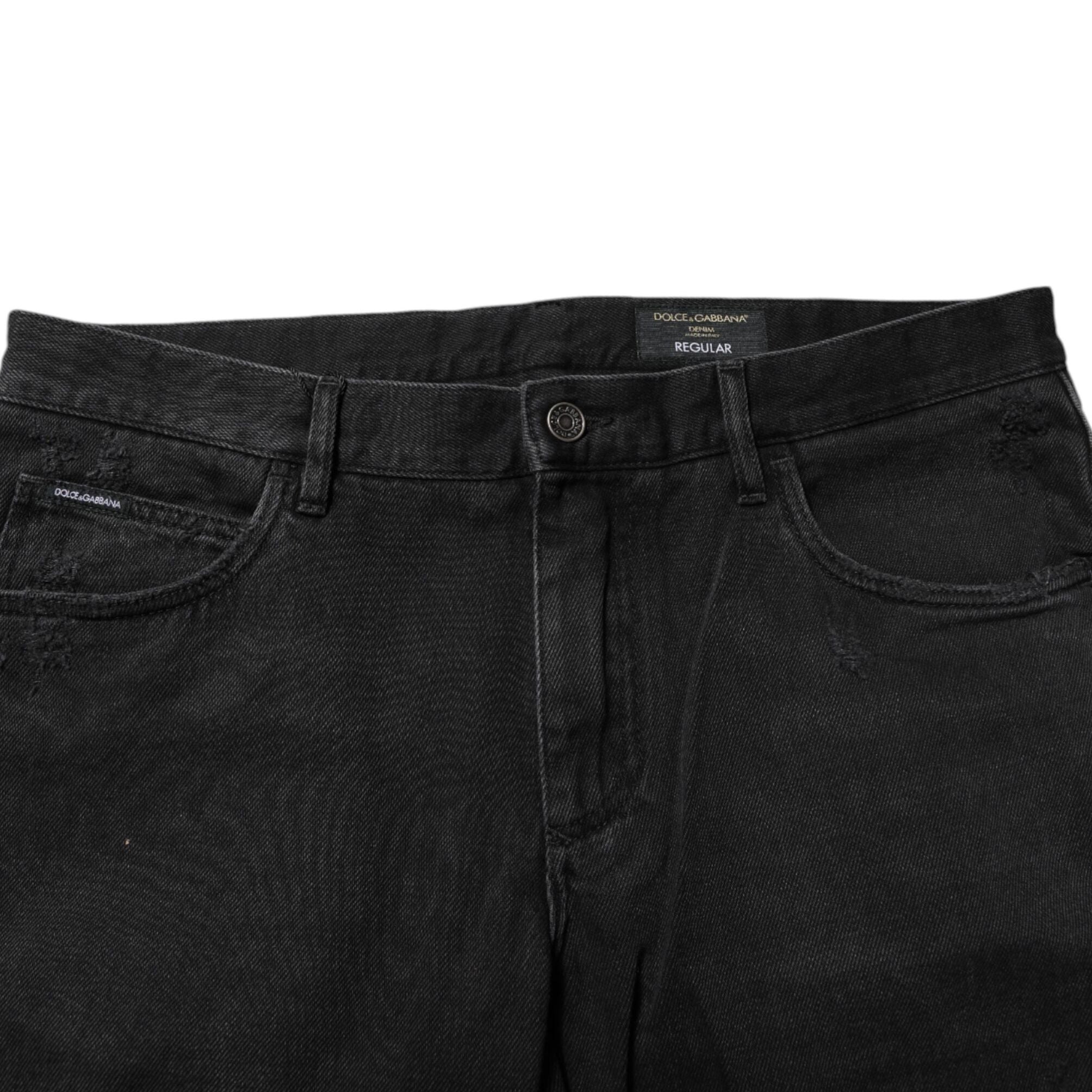 Dolce & Gabbana Black Cotton Logo Plaque Skinny Denim Jeans