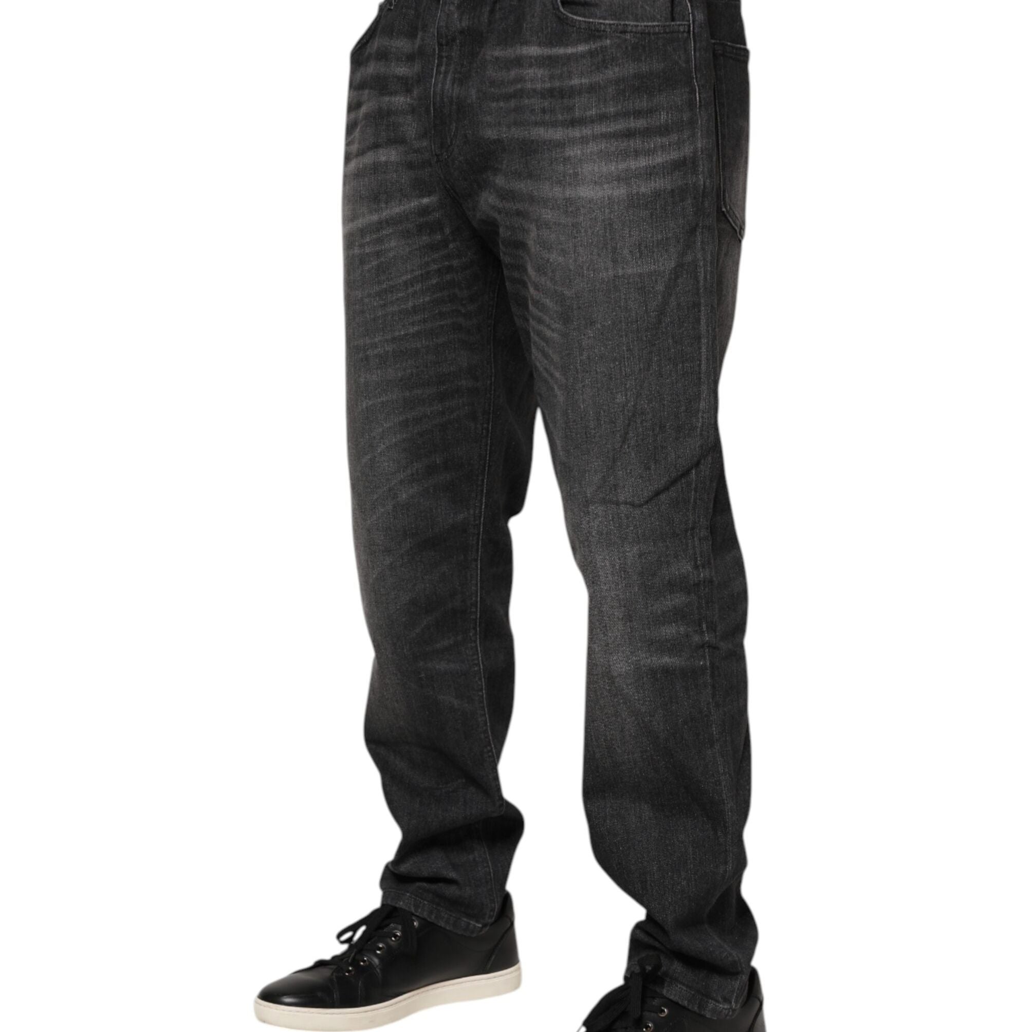 Dolce & Gabbana Gray Washed Cotton Loose Denim Jeans
