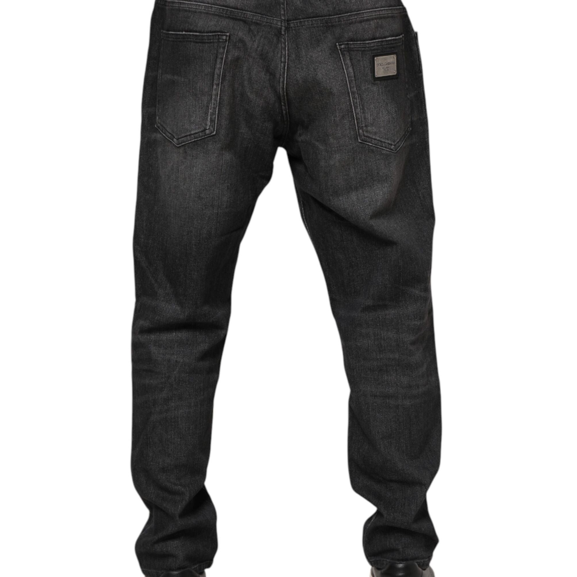 Dolce & Gabbana Gray Washed Cotton Loose Denim Jeans