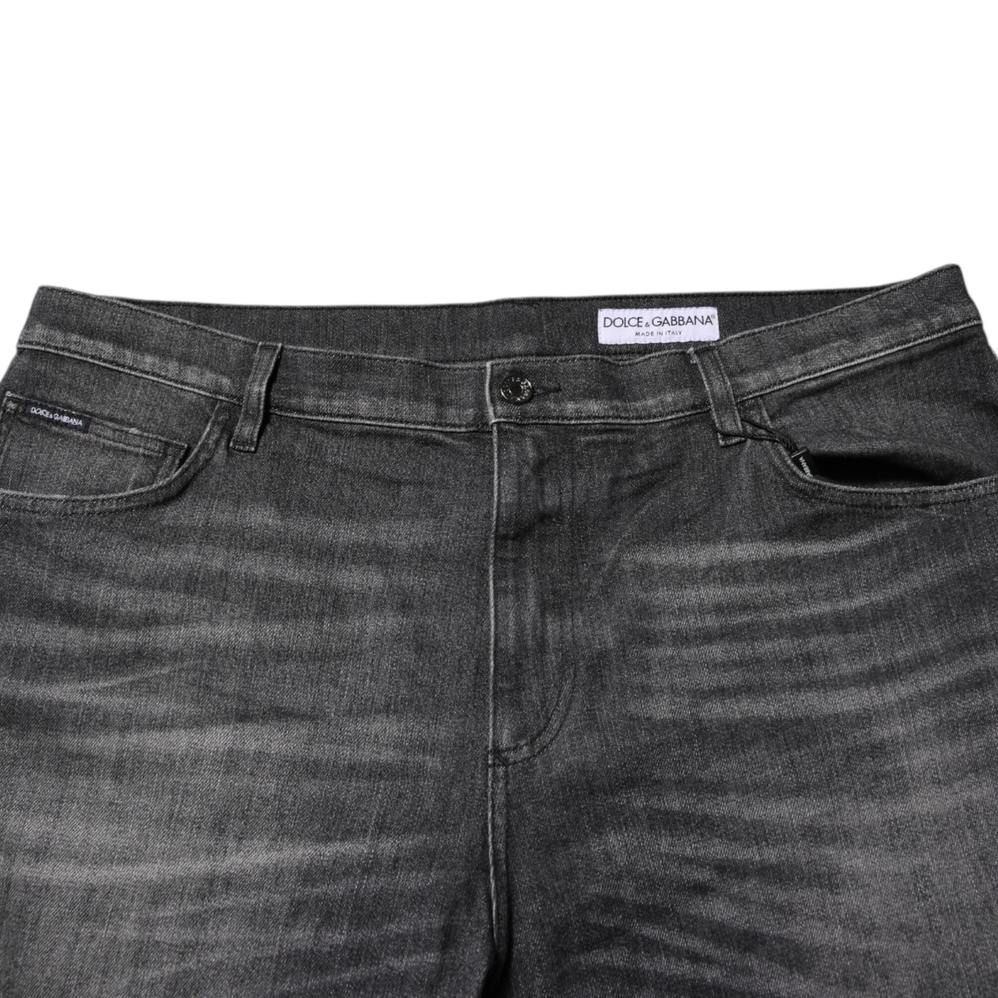Dolce & Gabbana Gray Washed Cotton Loose Denim Jeans