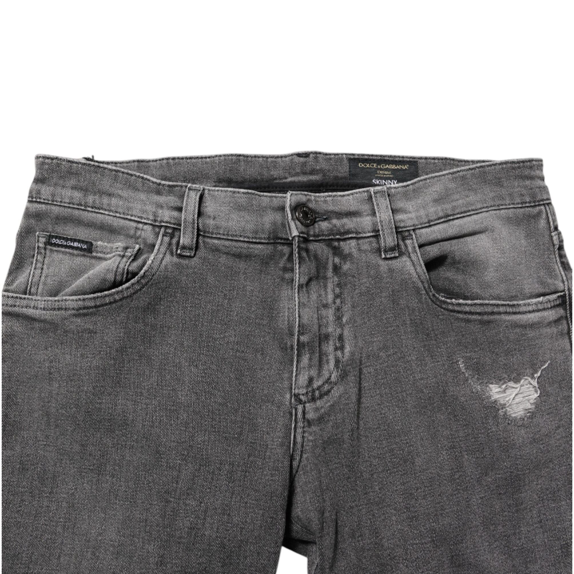 Dolce & Gabbana Gray Cotton Logo Plaque Men Denim Jeans