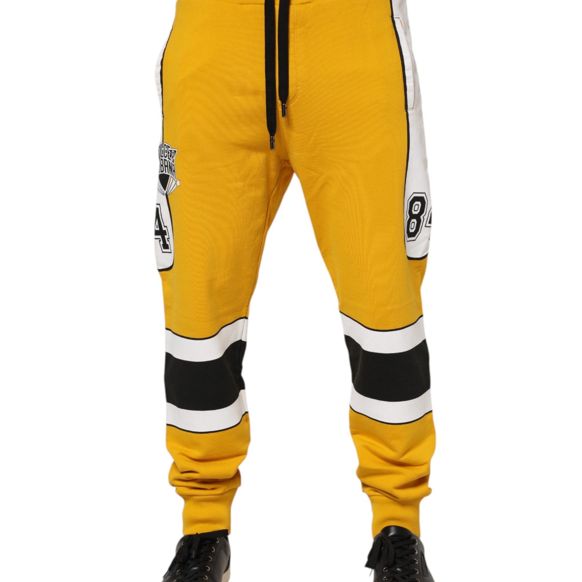 Dolce & Gabbana Yellow Cotton Drawstring Jogger Pants