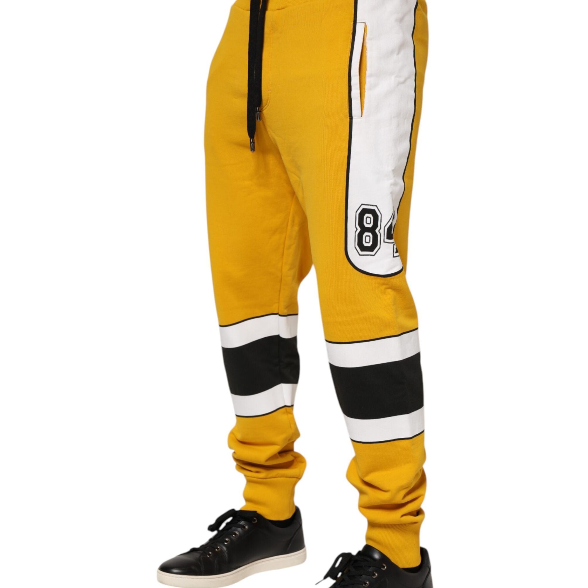 Dolce & Gabbana Yellow Print Cotton Drawstring Jogger Pants