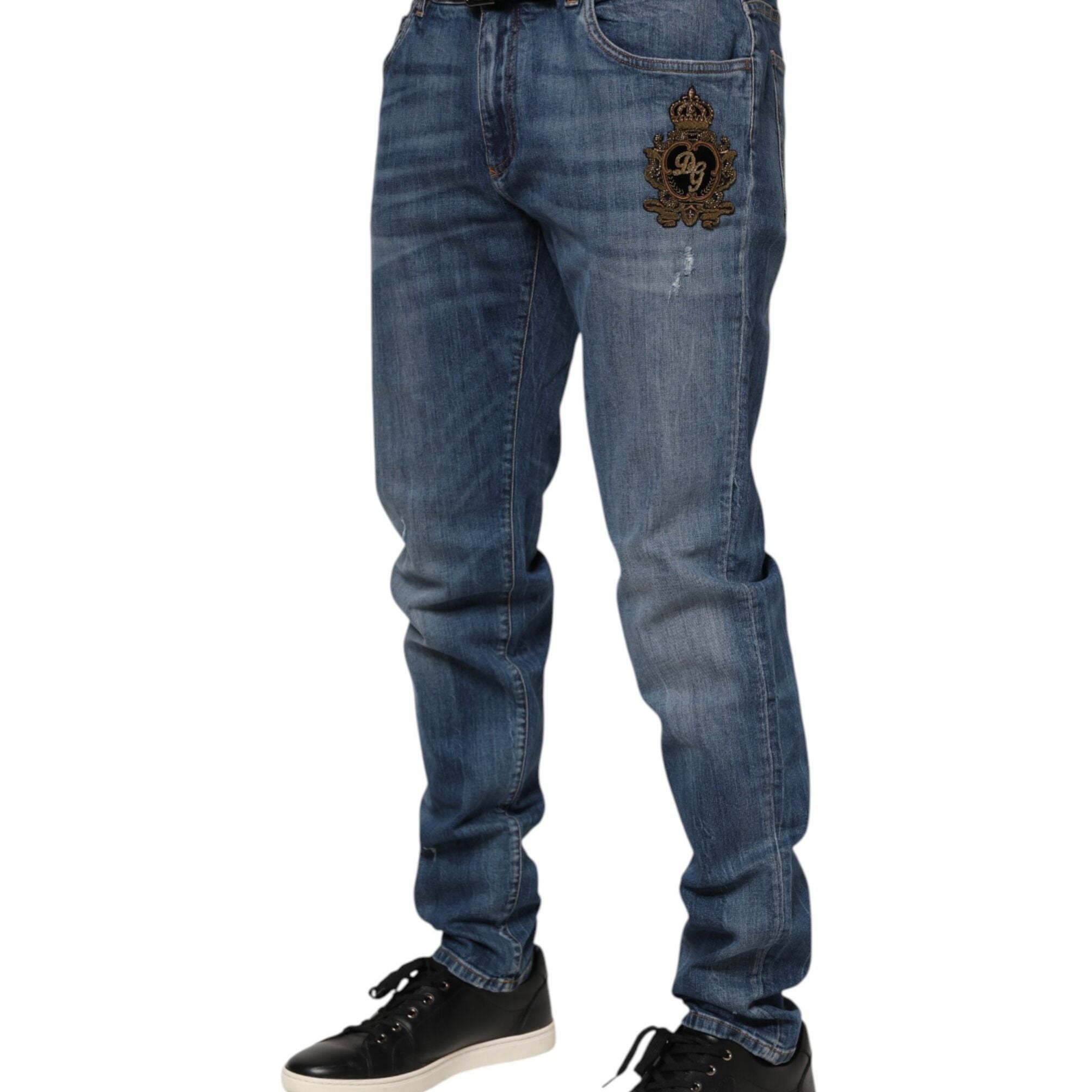 Dolce & Gabbana Blue Logo Embroidery Denim Jeans