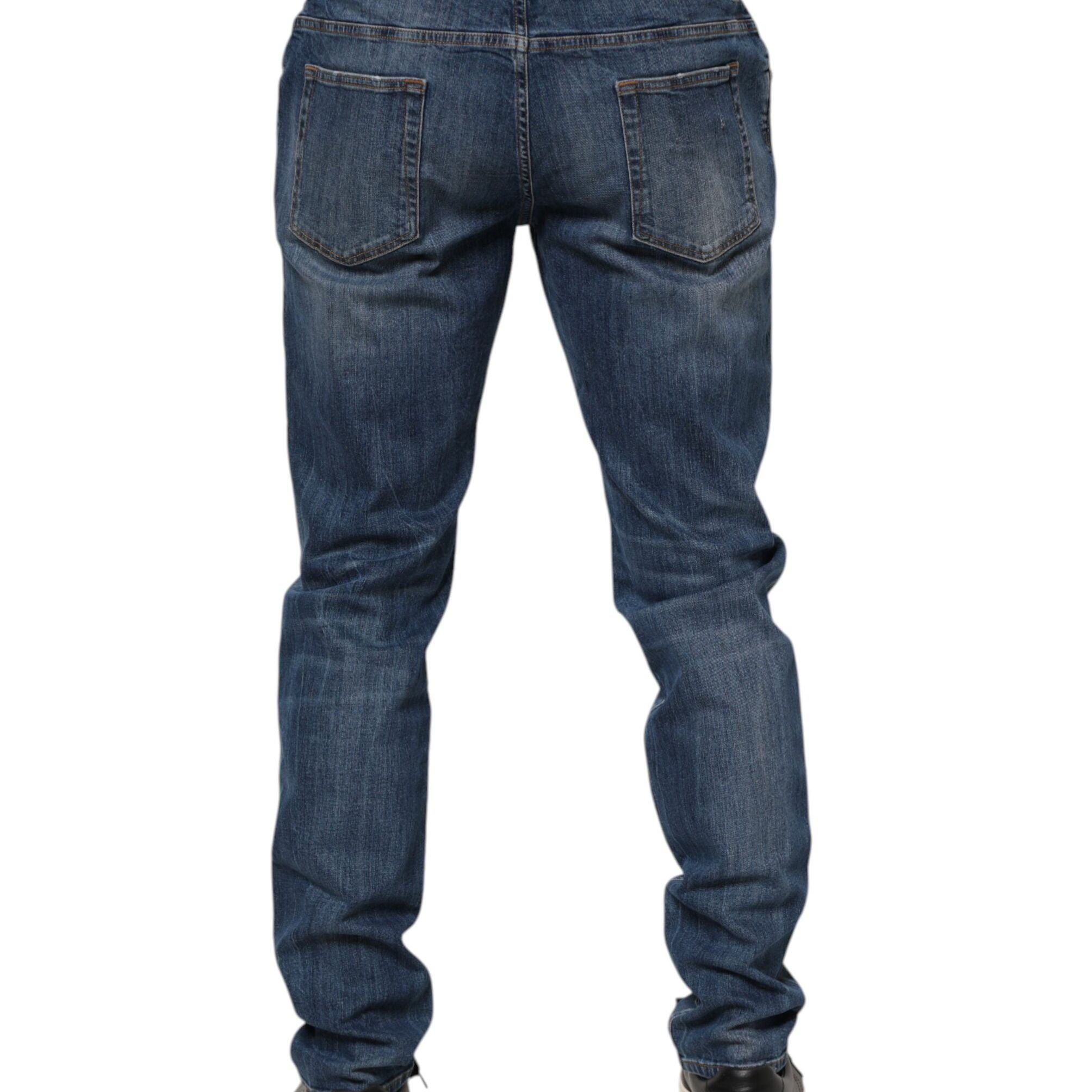 Dolce & Gabbana Blue Logo Embroidery Denim Jeans