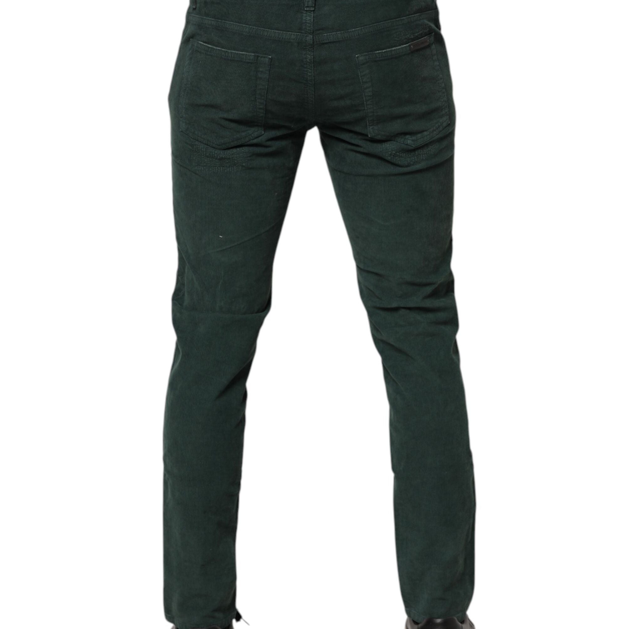 Dolce & Gabbana Green Cotton Corduroy Skinny Pants