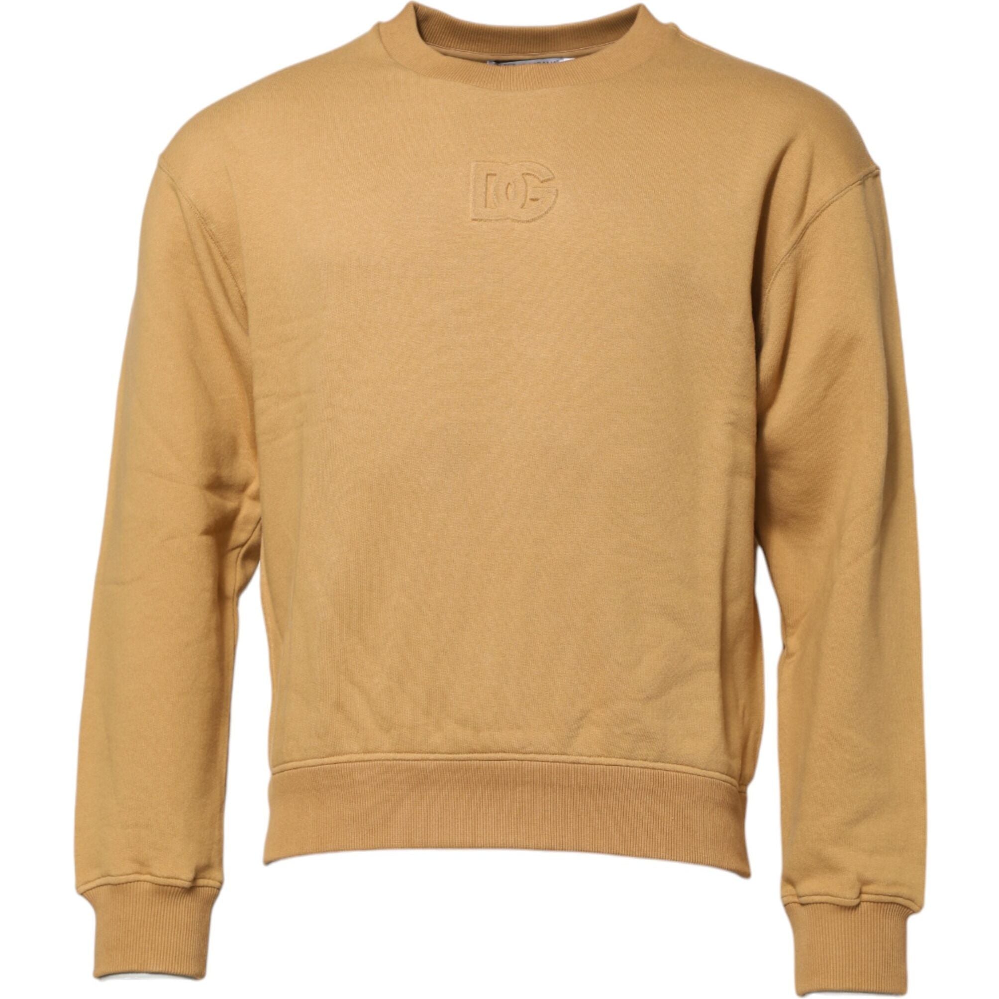 Dolce & Gabbana Mustard Cotton DG Embossed Pullover Sweater
