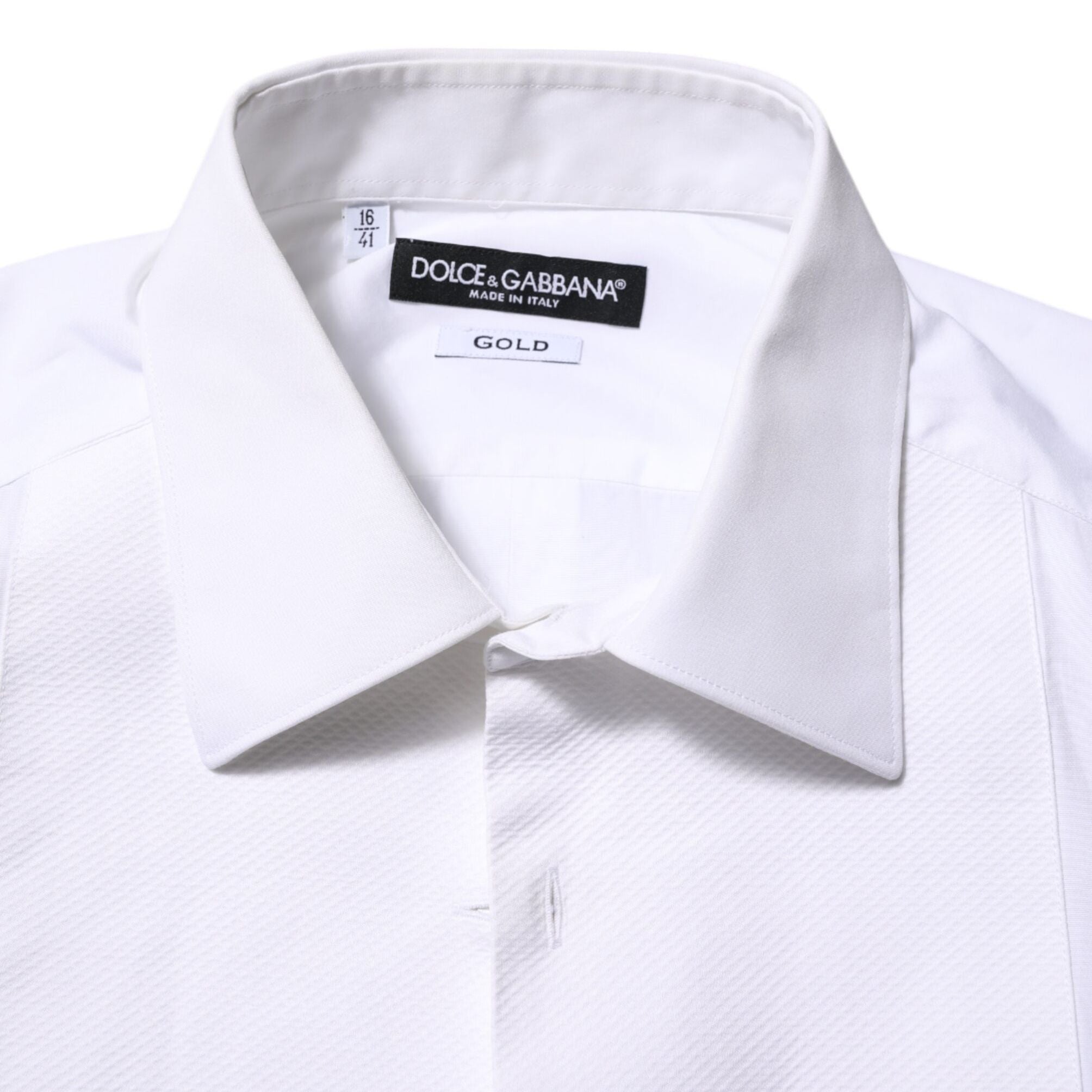 Dolce & Gabbana White Bib Cotton Poplin GOLD Formal Shirt