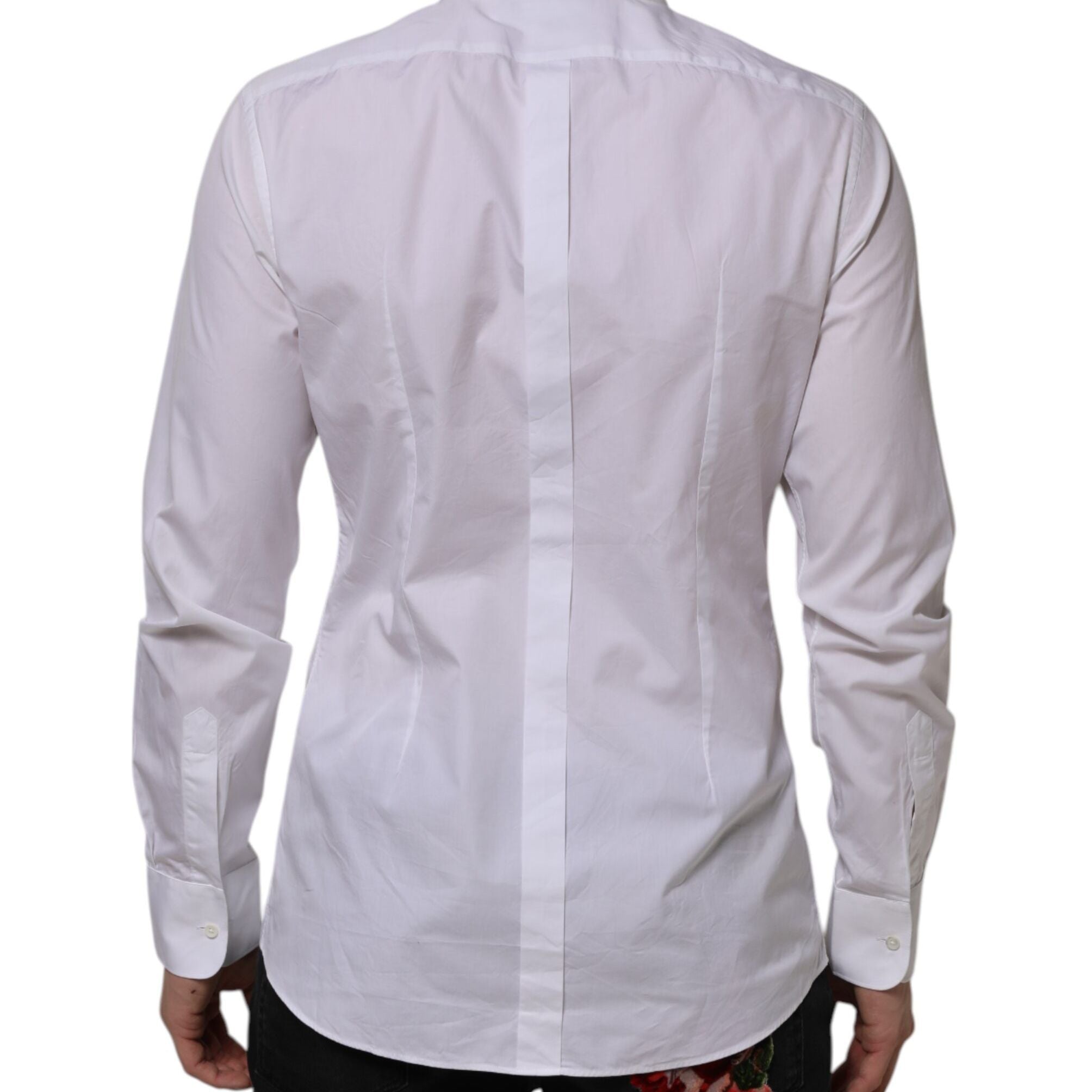 Dolce & Gabbana White Bib Cotton Popline GOLD Men Formal Shirt