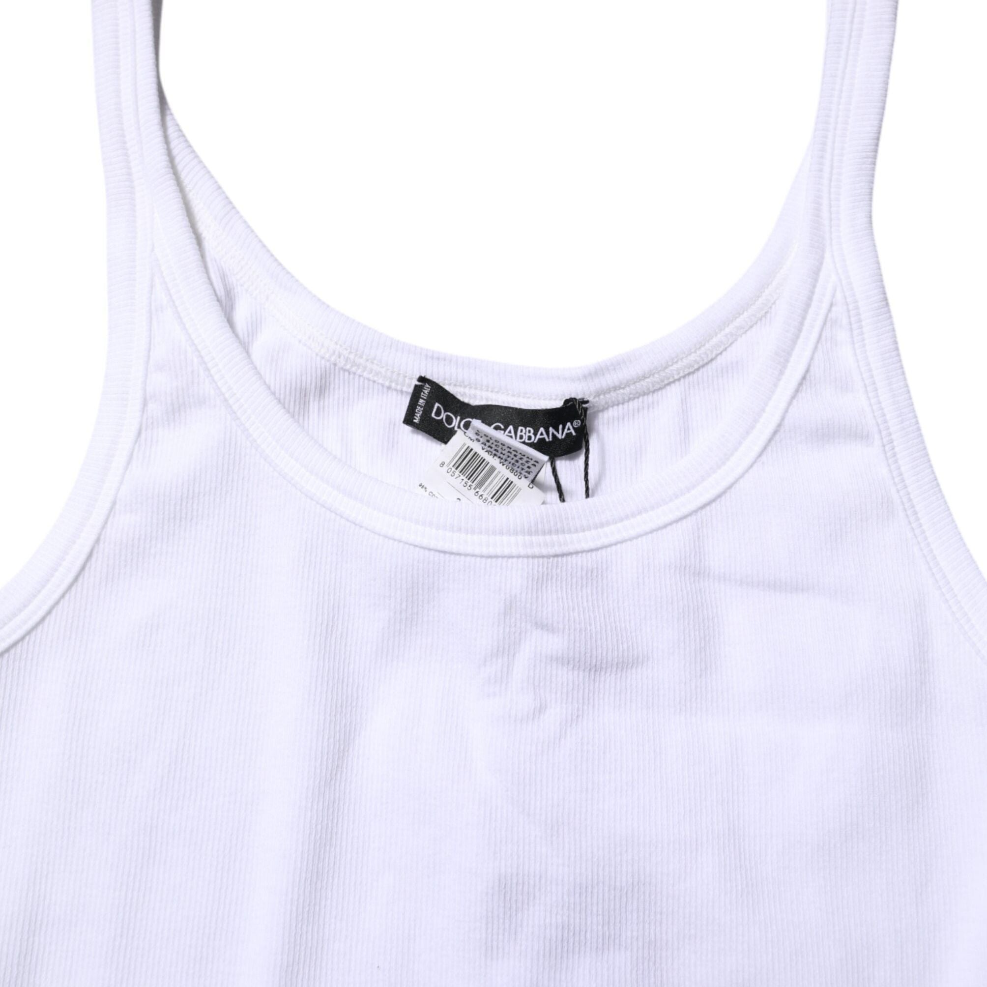Dolce & Gabbana White Sleeveless Round Neck Men Tank T-shirt