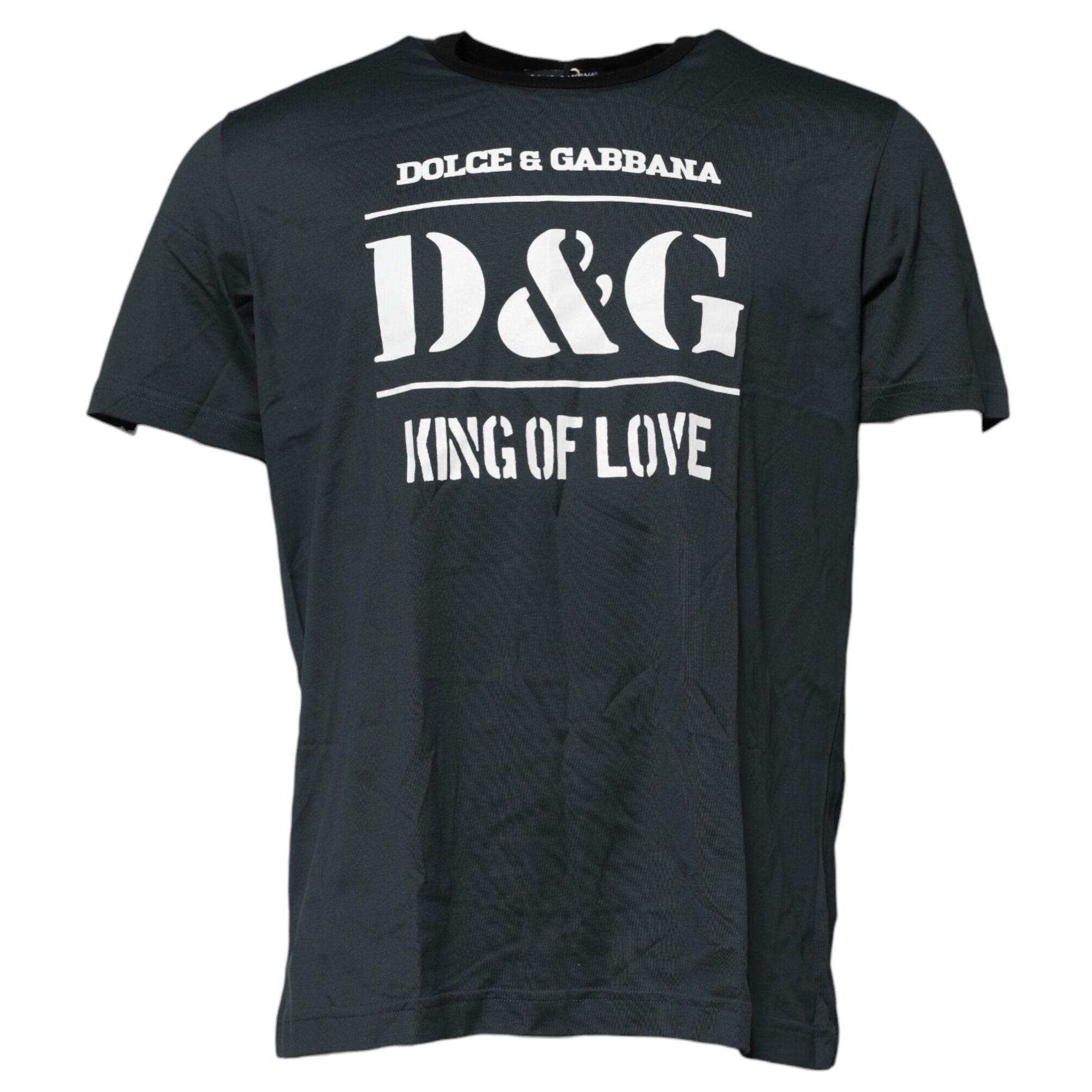 Dolce & Gabbana Black Cotton Printed Short Sleeves T-shirt