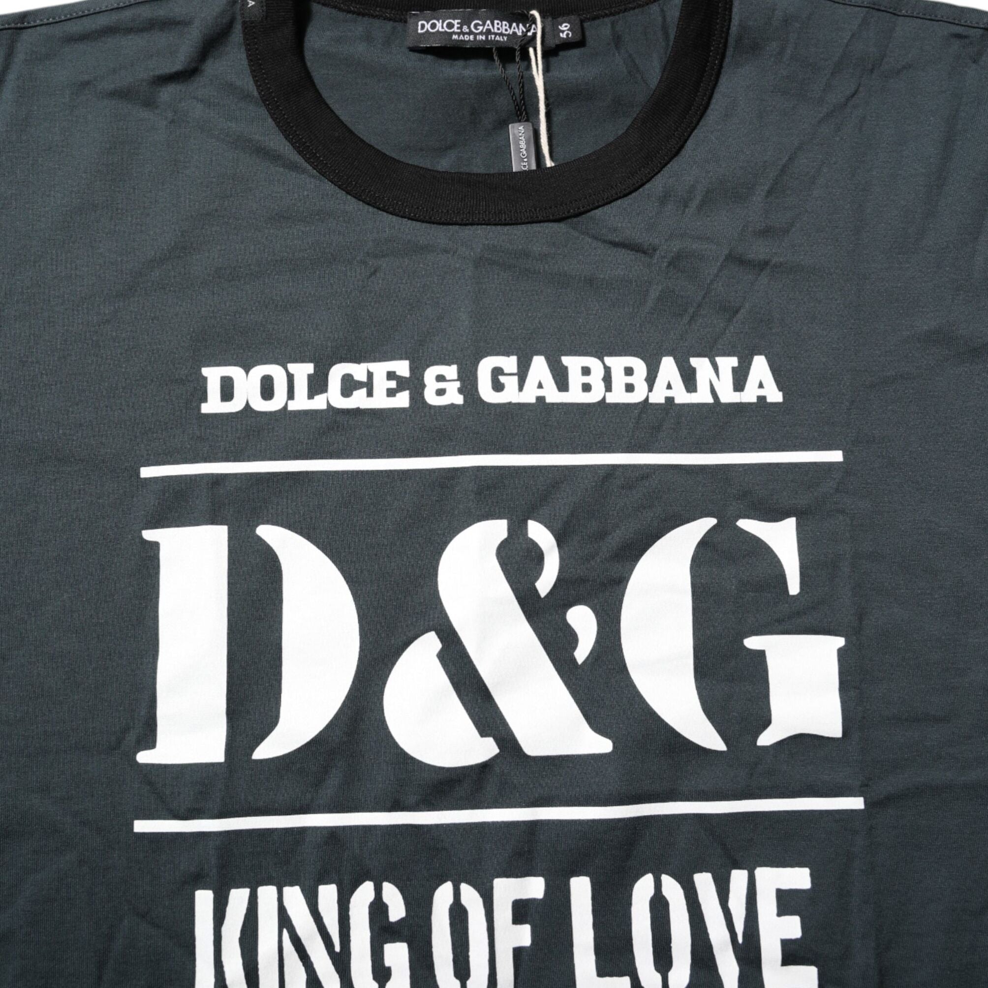 Dolce & Gabbana Black Cotton Printed Short Sleeves T-shirt