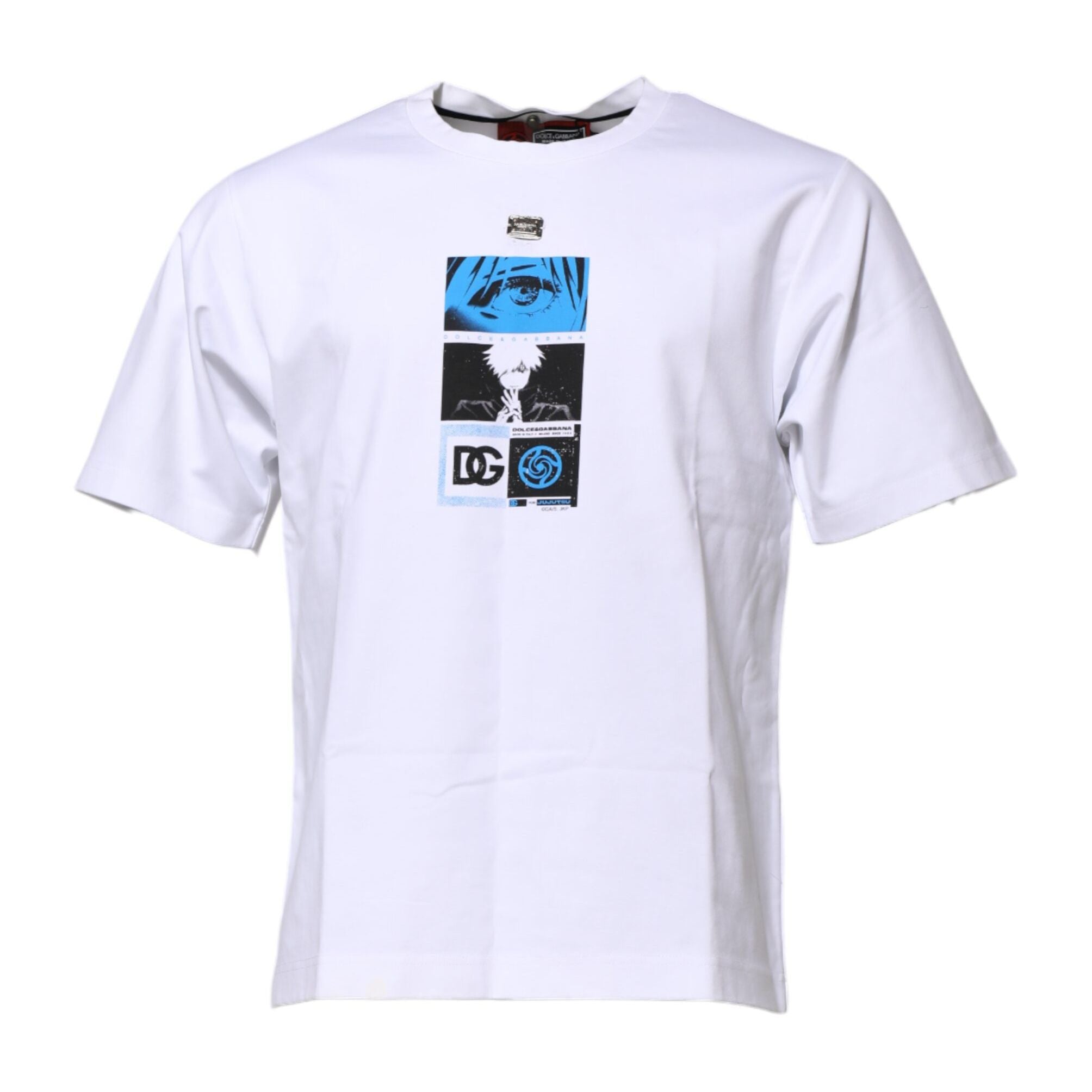 Dolce & Gabbana White Cotton Crew Neck Graphic Print T-shirt