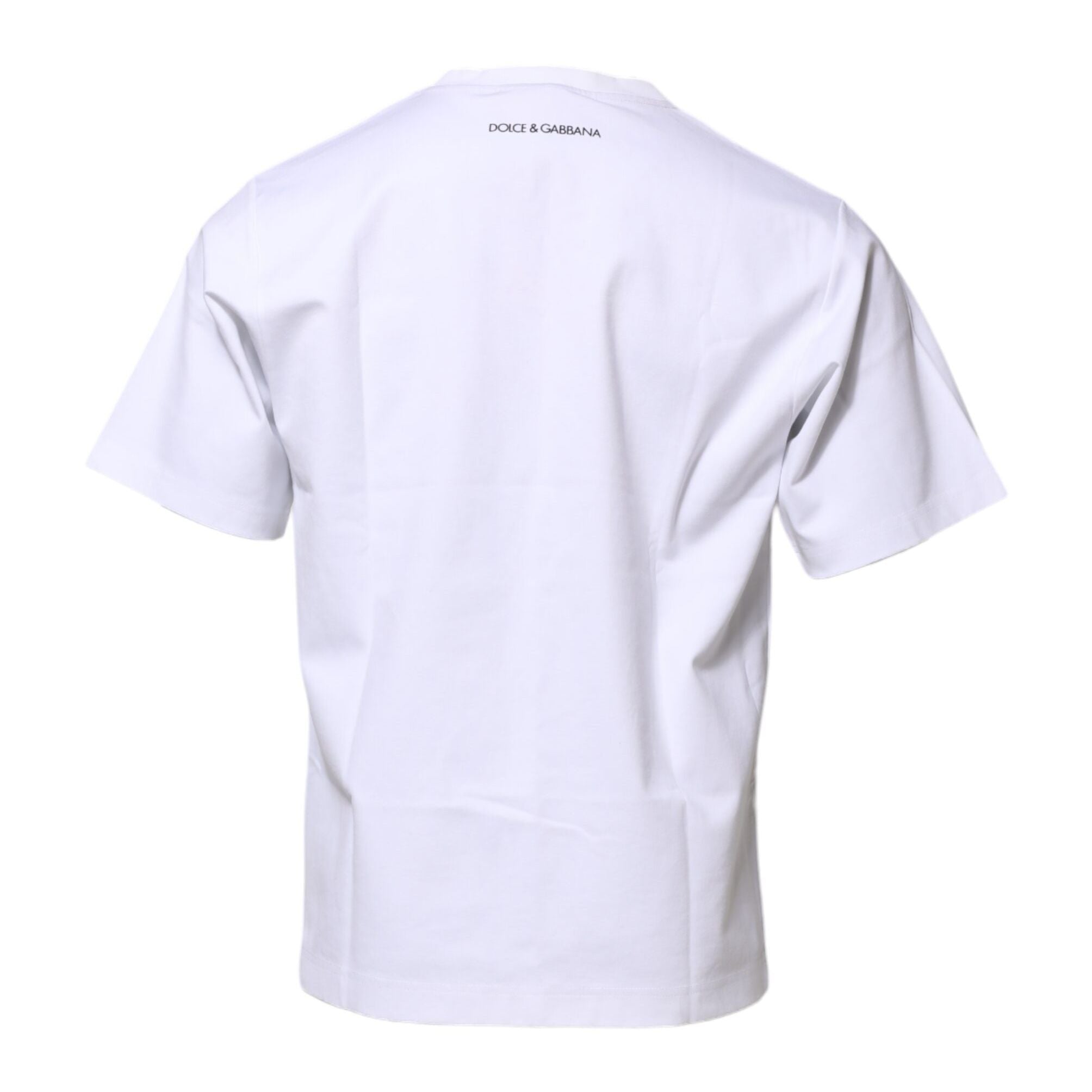 Dolce & Gabbana White Cotton Crew Neck Graphic Print T-shirt