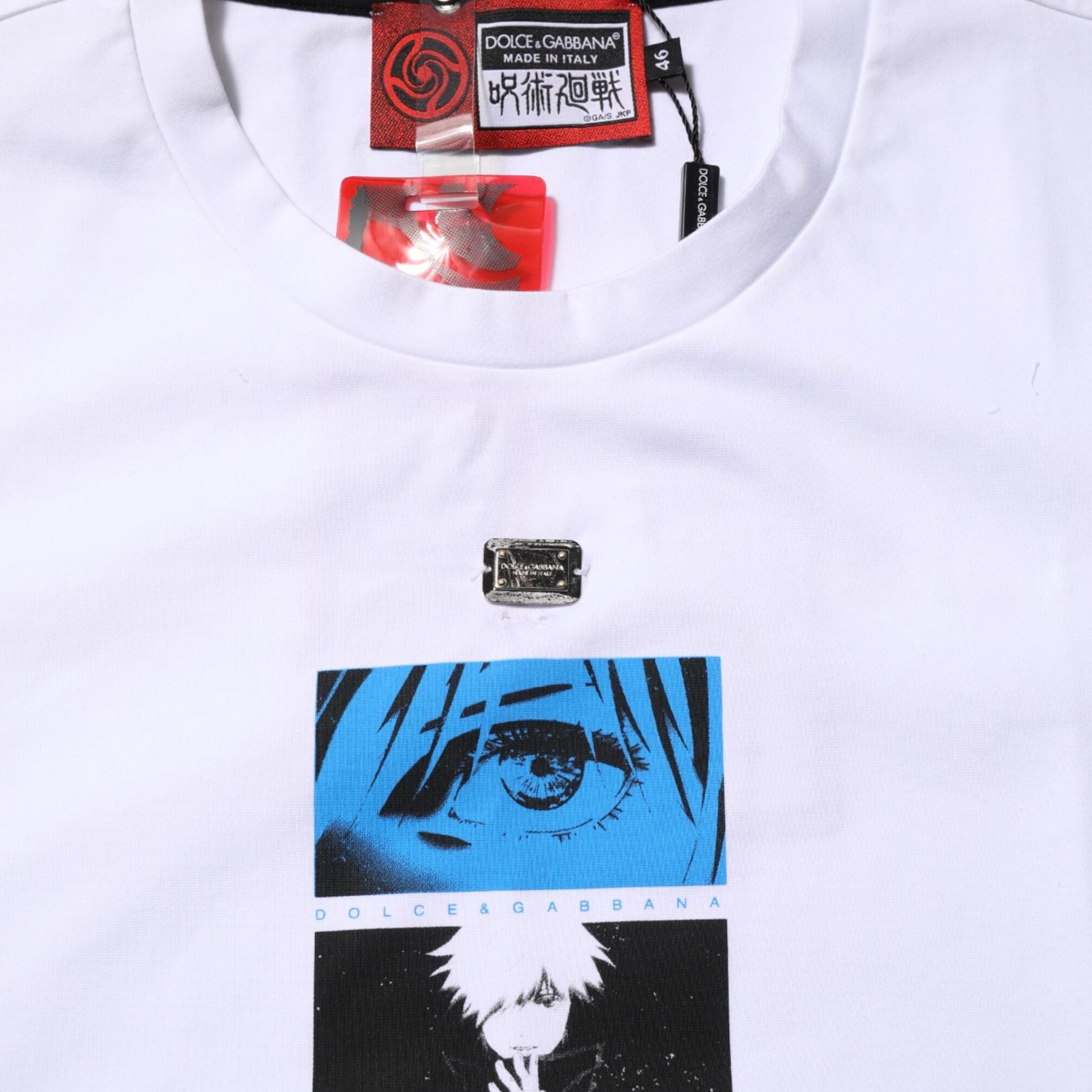 Dolce & Gabbana White Cotton Crew Neck Graphic Print T-shirt