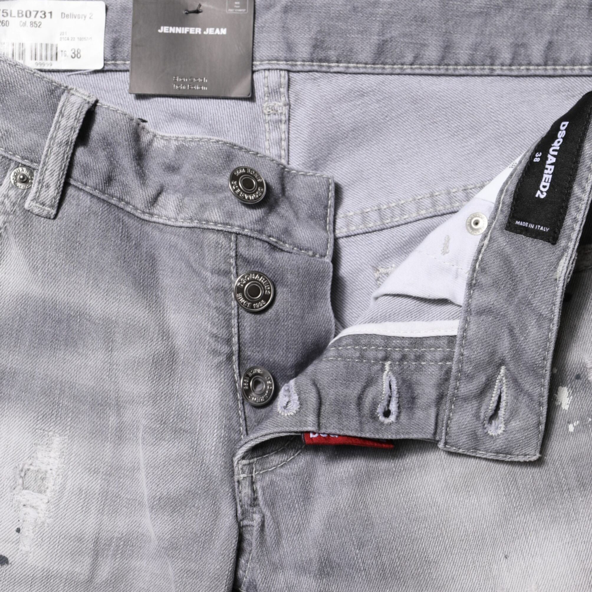 Dsquared² Gray Washed Mid Waist Tapered Denim Jeans