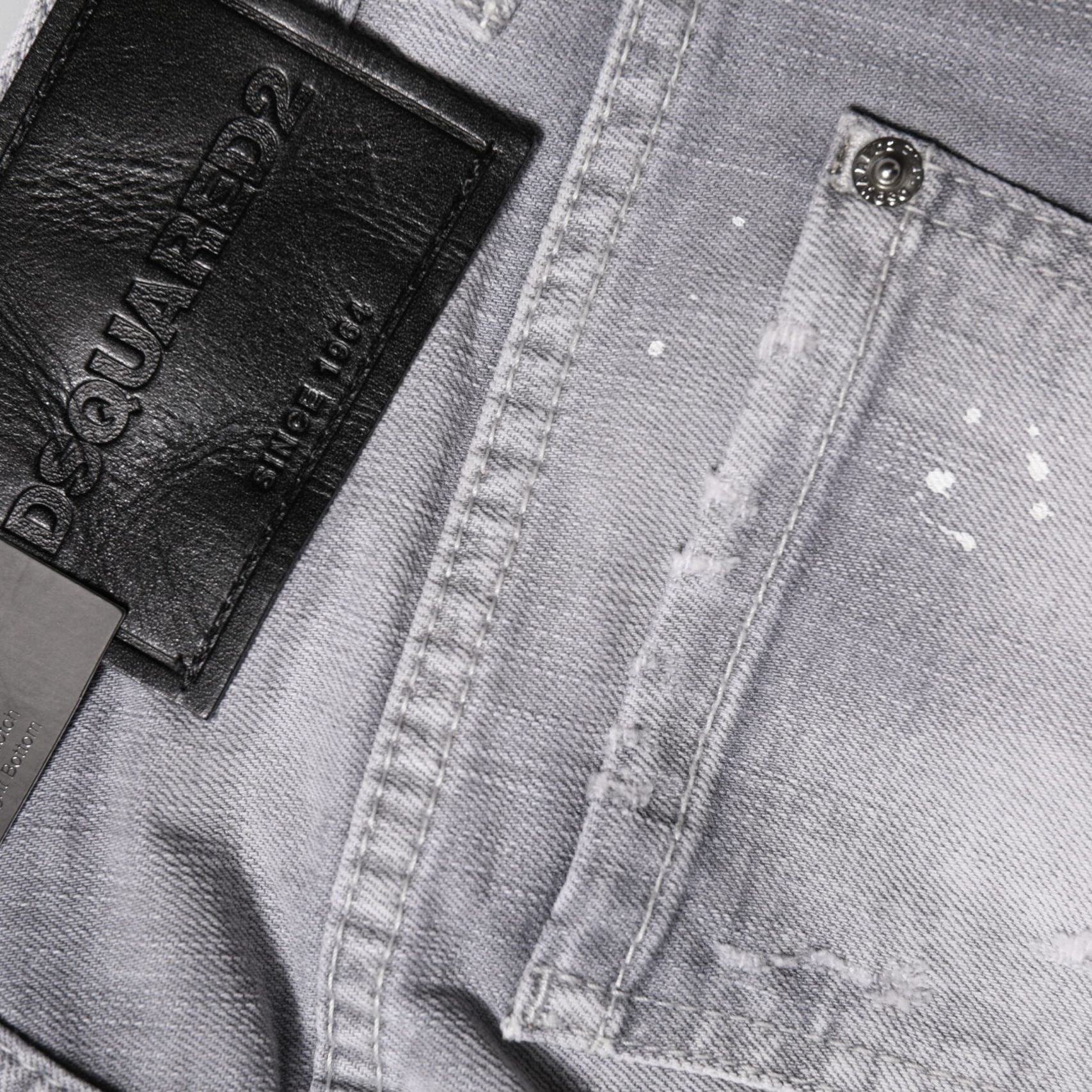 Dsquared² Gray Washed Mid Waist Tapered Denim Jeans