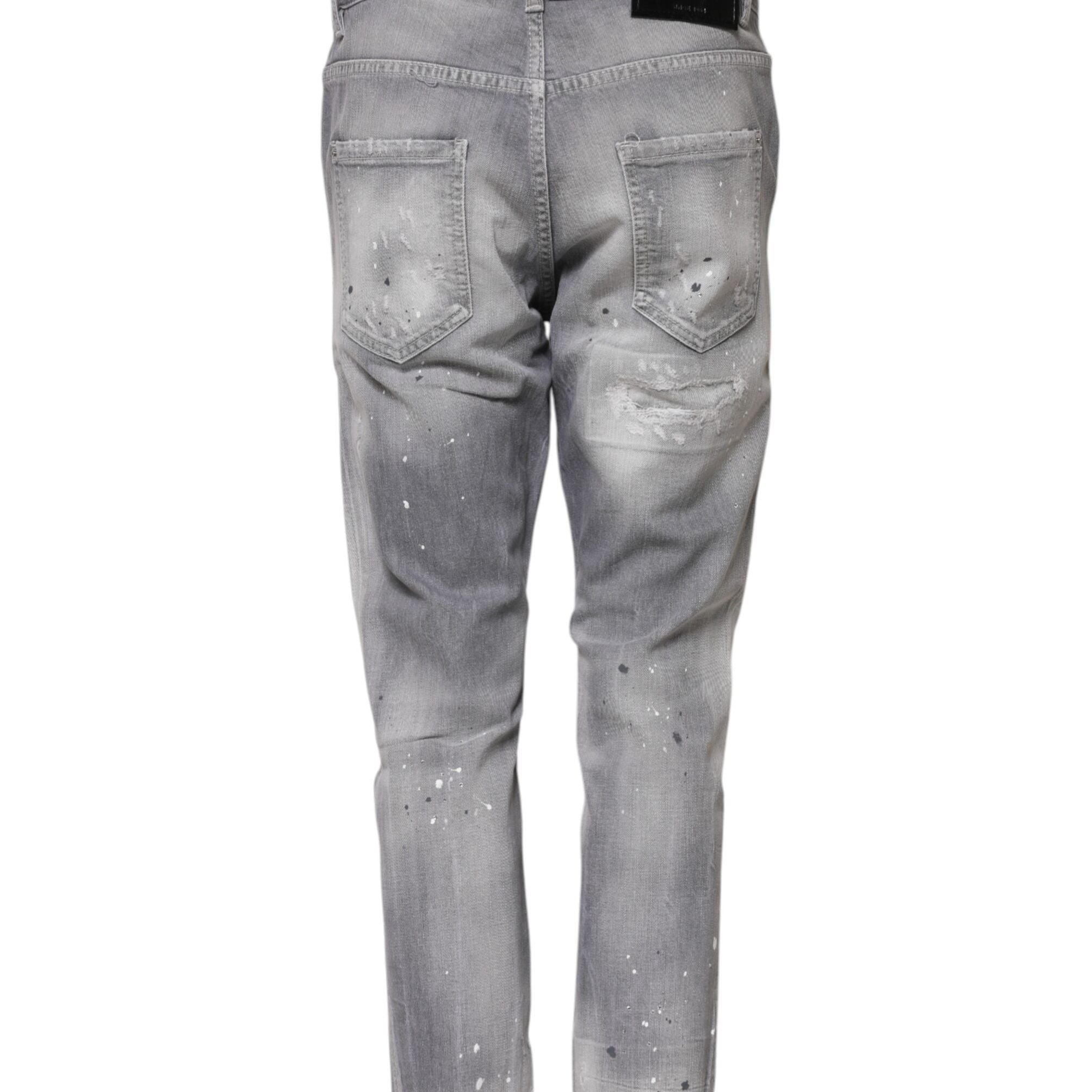Dsquared² Gray Washed Mid Waist Tapered Jeans