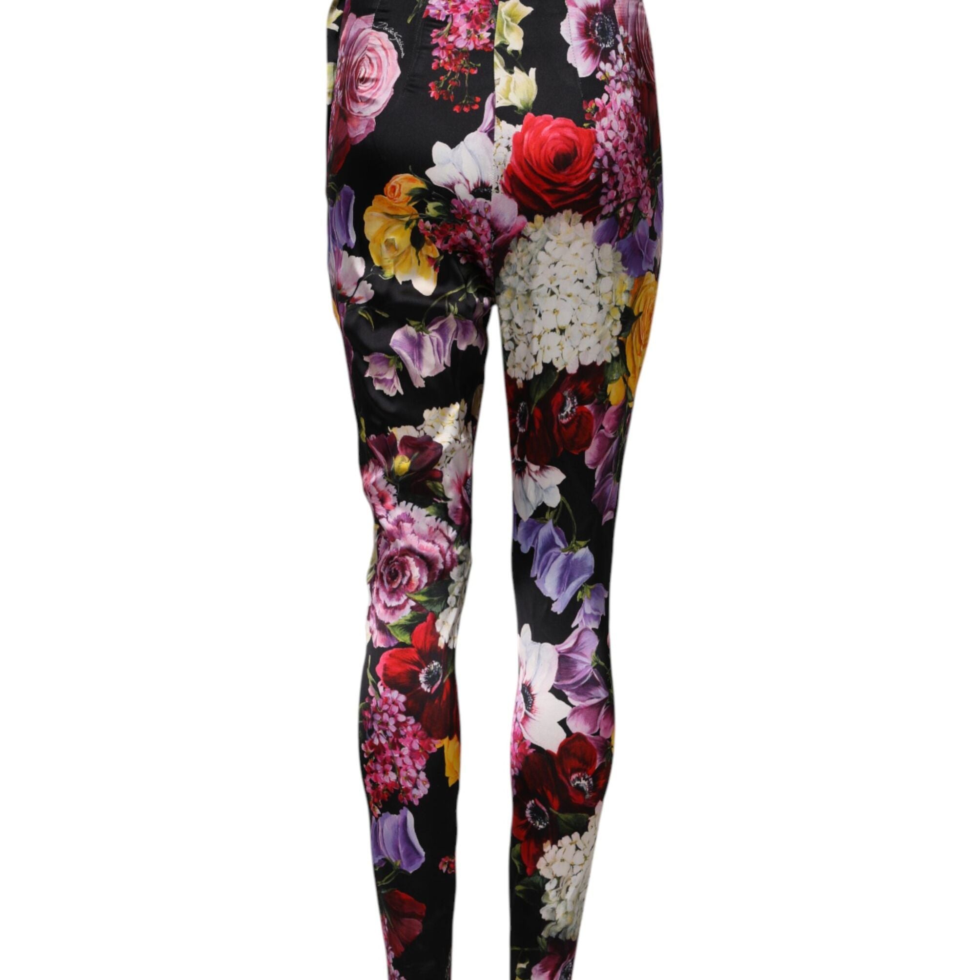 Dolce & Gabbana Multicolor Floral Legging Stretch Waist Pants