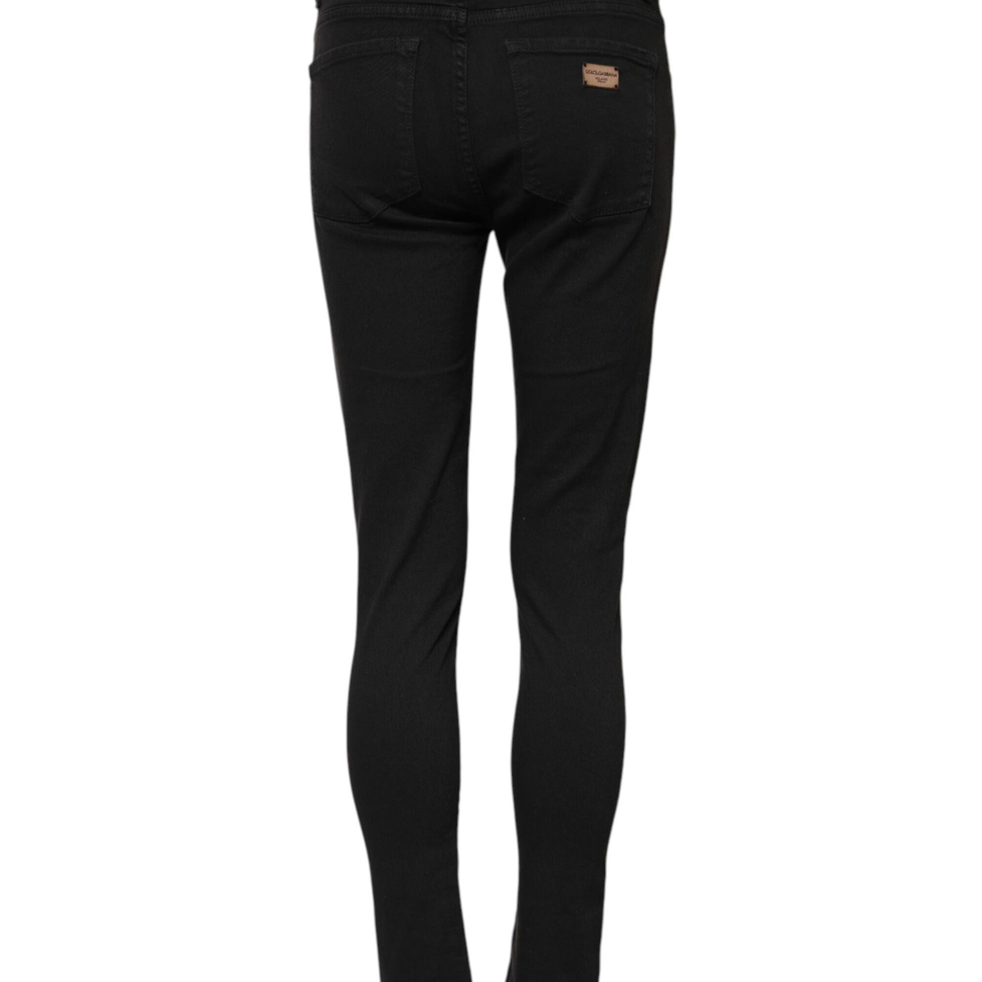 Dolce & Gabbana Black Cotton Skinny Mid Waist Denim Jeans