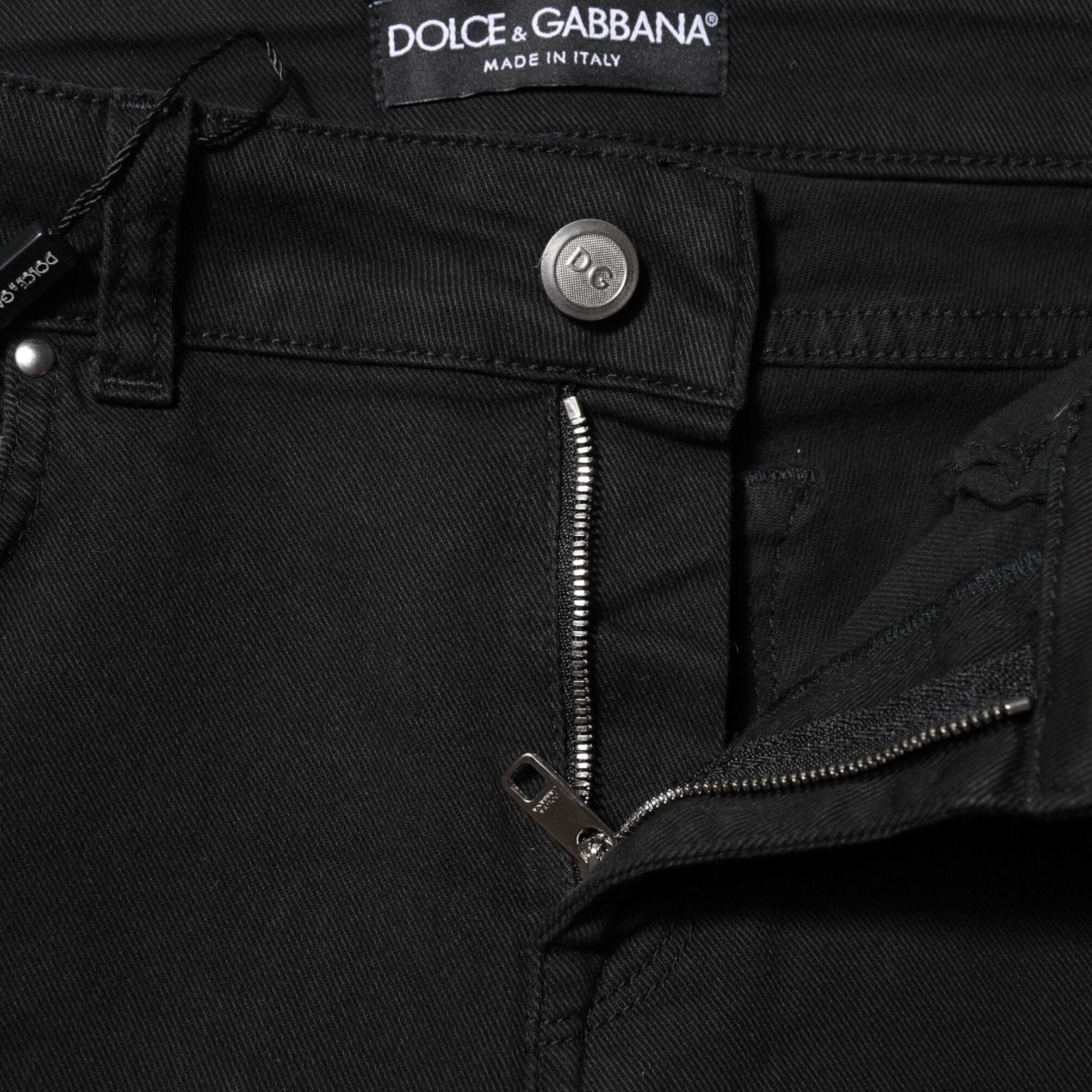 Dolce & Gabbana Black Cotton Skinny Mid Waist Denim Jeans