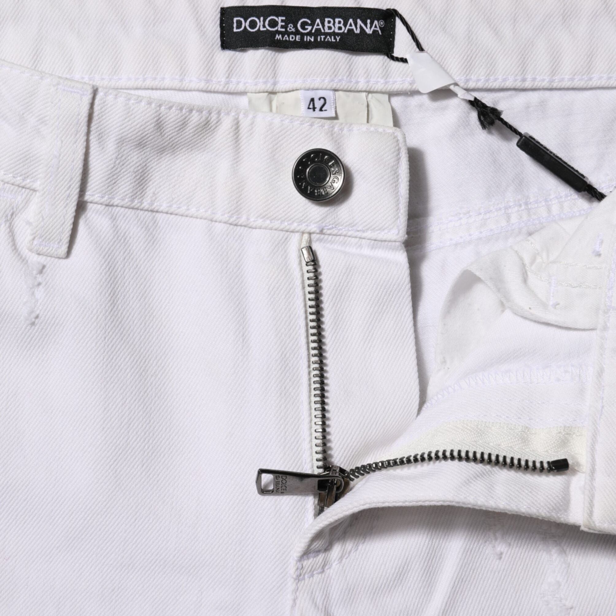 Dolce & Gabbana White Cotton Mid Waisted Women Denim Jeans