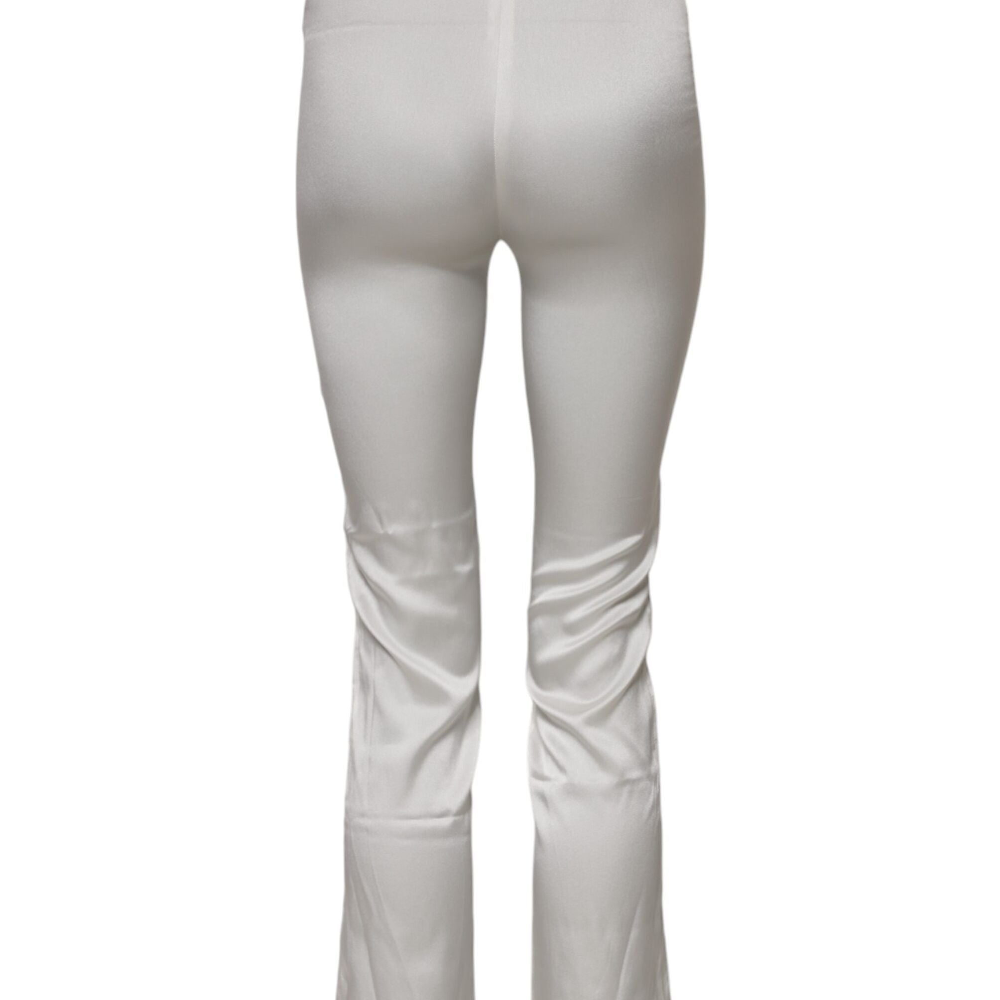 Dolce & Gabbana Ivory Silk Tapered High Waist Pants