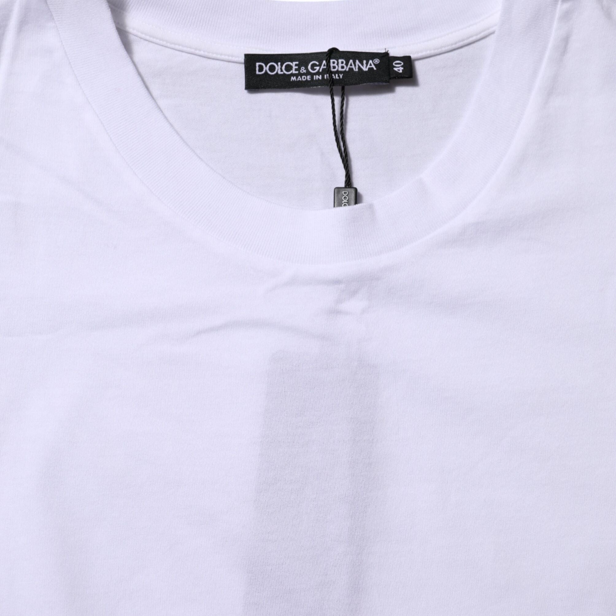 Dolce & Gabbana White Cotton Round Neck Short Sleeves T-shirt