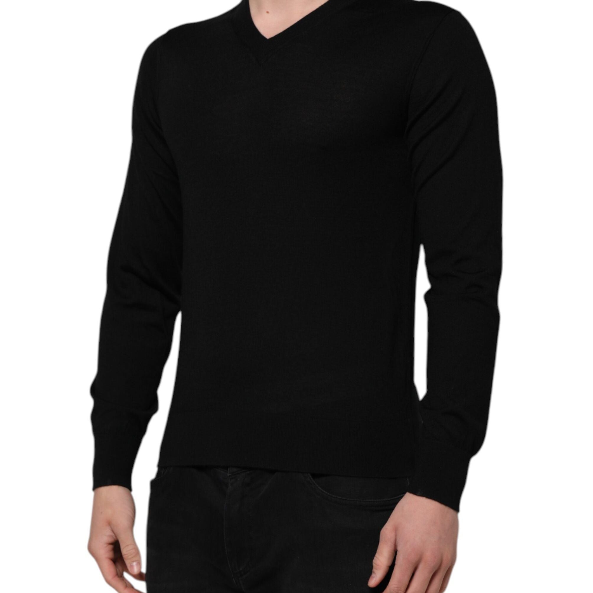 Dolce & Gabbana Dark Gray Embroidered Logo Pullover Sweater