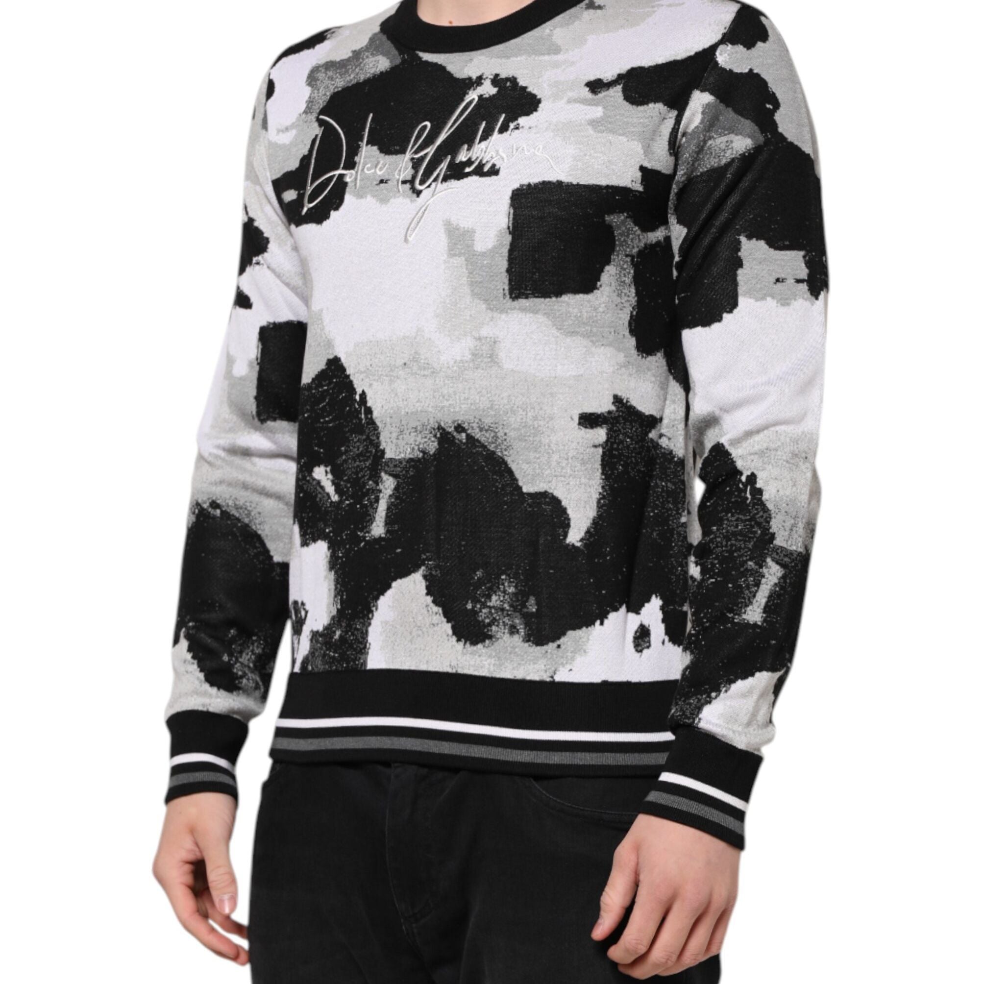 Dolce & Gabbana Multicolor Silk Camouflage Pullover Sweater