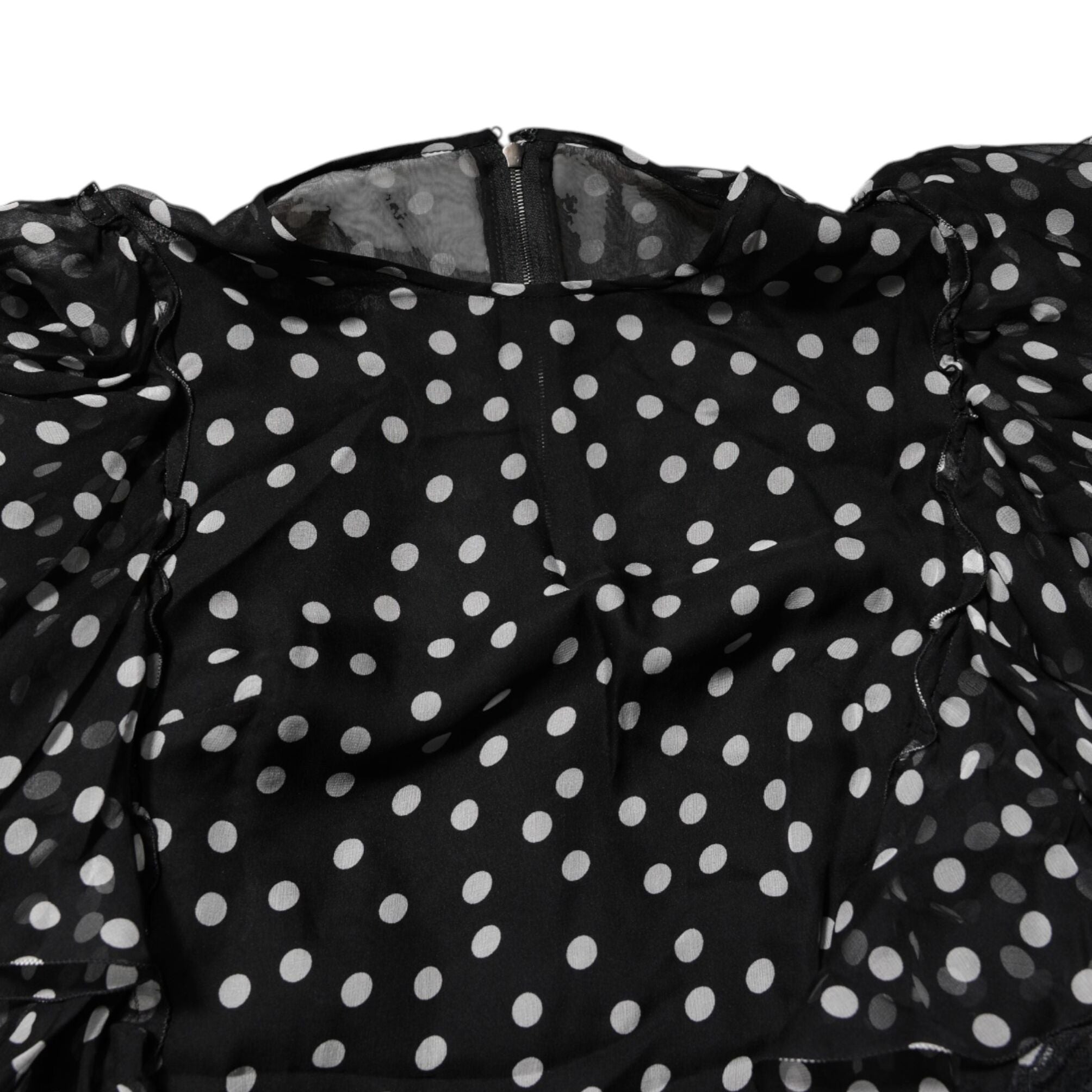 Dolce & Gabbana Black White Lace Polka Dot Chiffon Dress