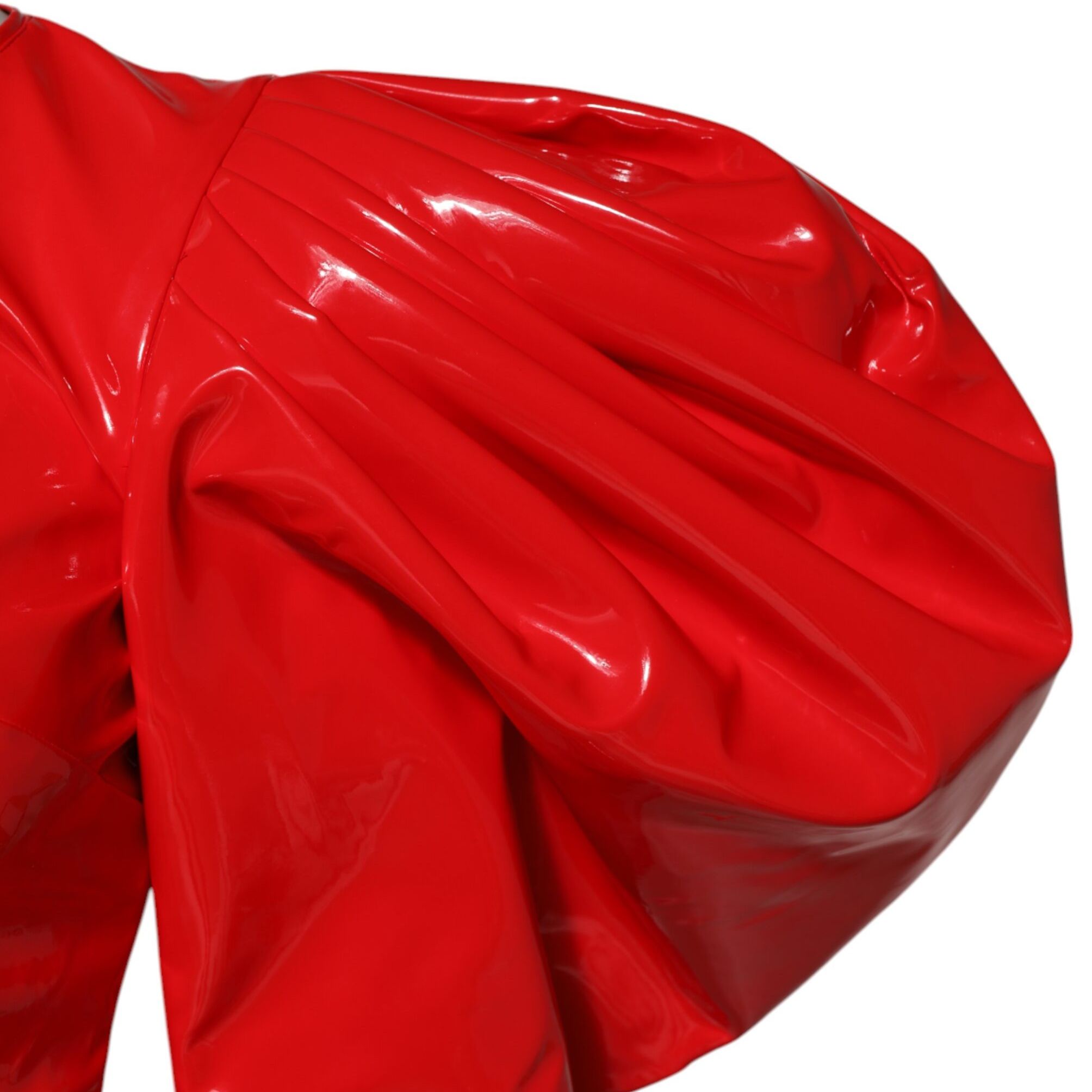 Dolce & Gabbana Red Patent Leather Puff Sleeves Mini Dress