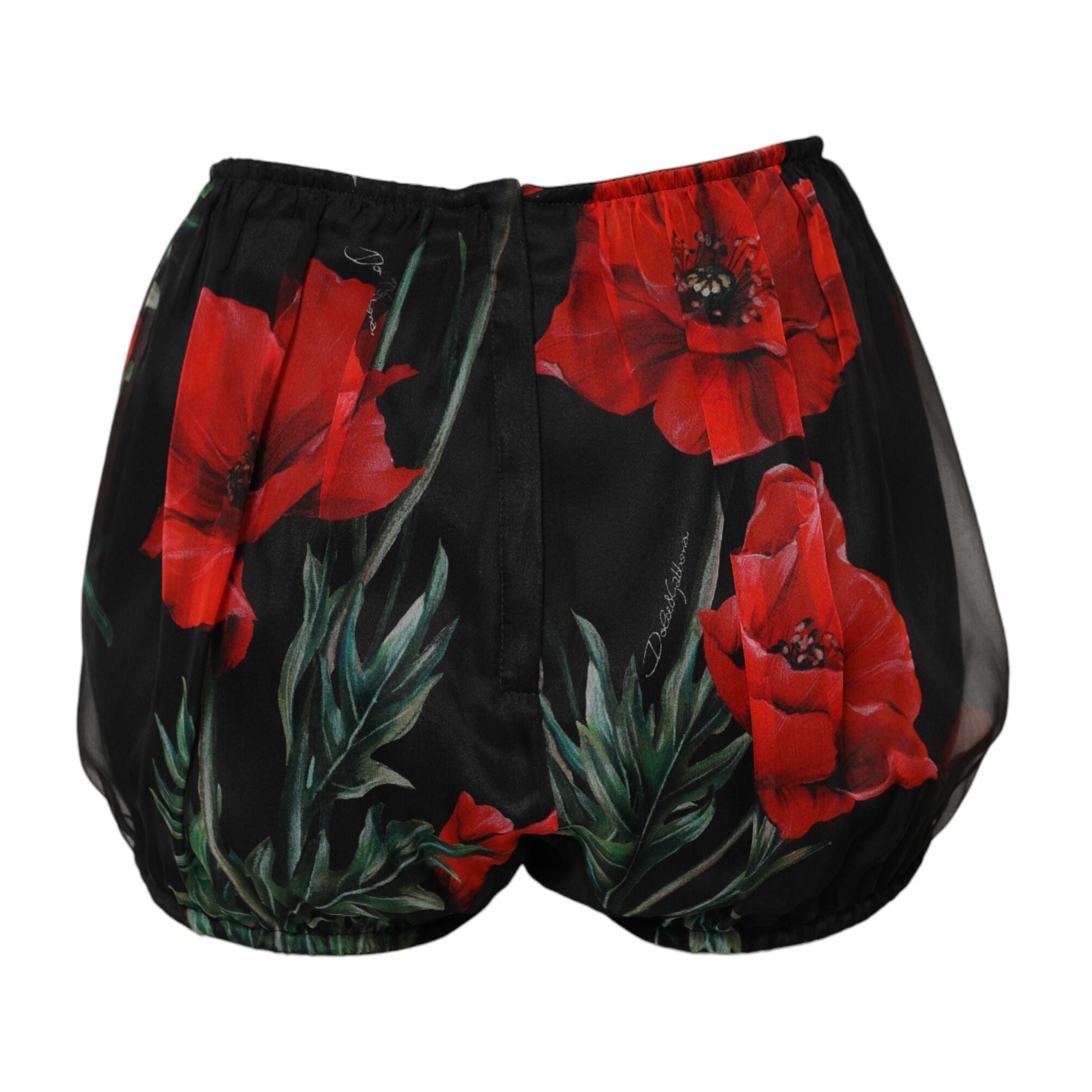 Dolce & Gabbana Black Floral High Waist Women Hot Pants Shorts