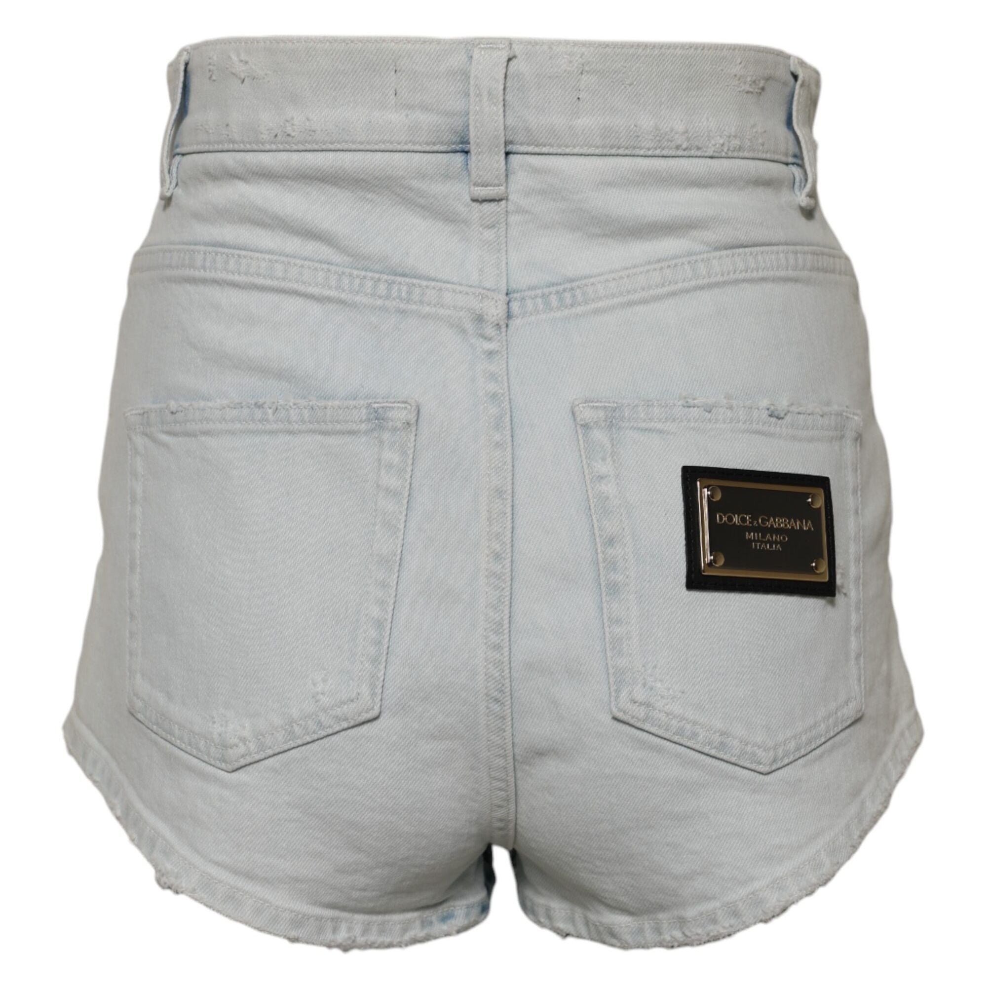 Dolce & Gabbana Light Blue Washed Denim Cotton Hot Pants Shorts